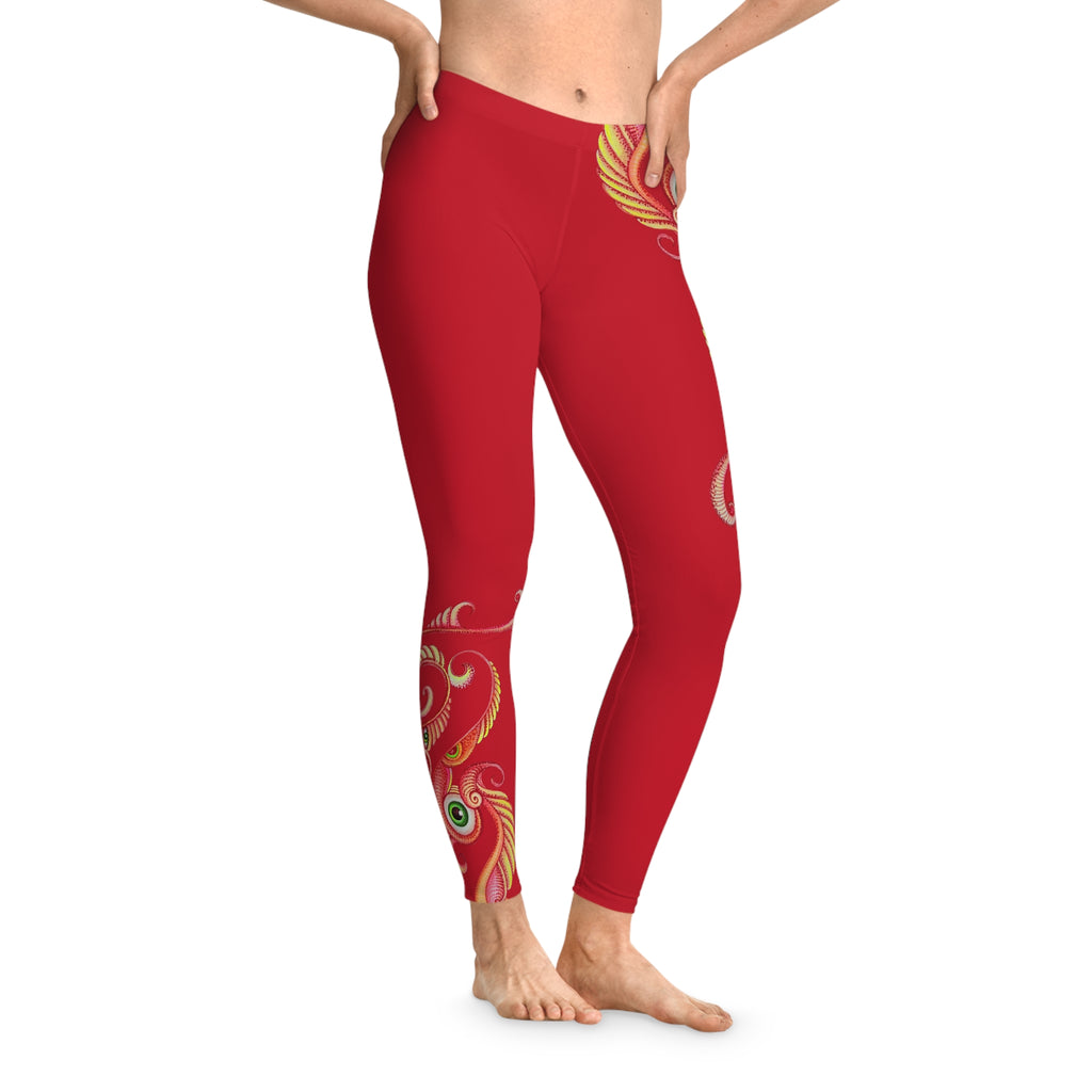 Mandala Accent Leggings — Black Stretch Yoga Pants with Subtle Tribal Corners #hfo7623