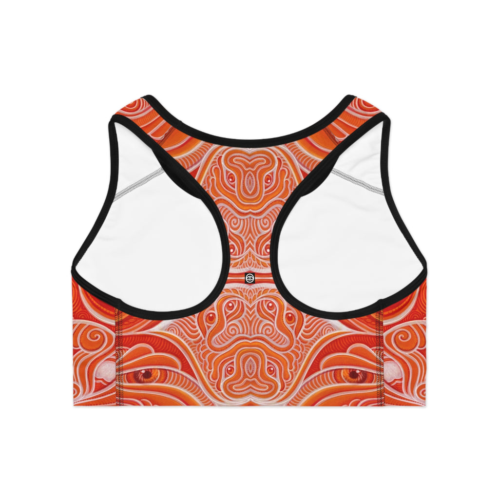 Orange Mandala Sports Bra — All-Over Print Yoga & Activewear #h13677