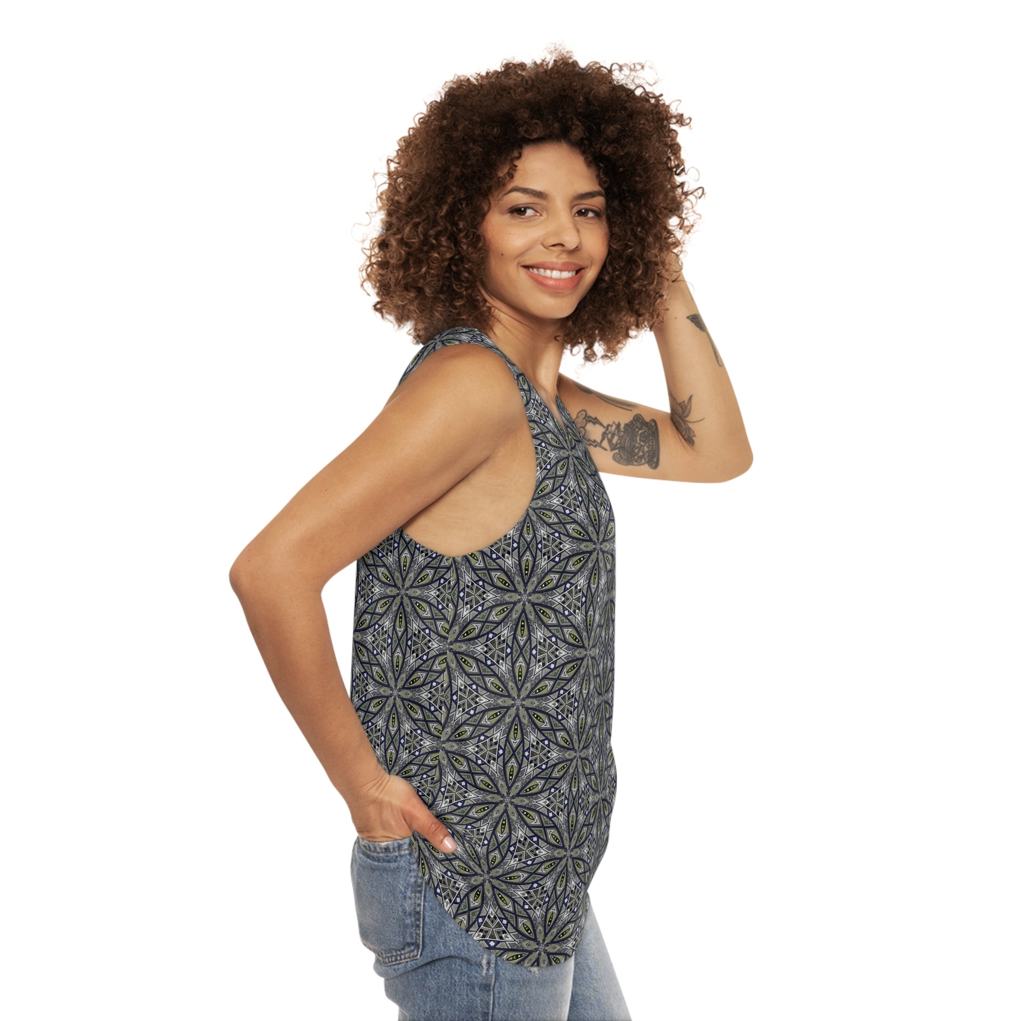 Mandala Geometric All-Over Print Tank Top — Boho Floral Pattern #sfy3571