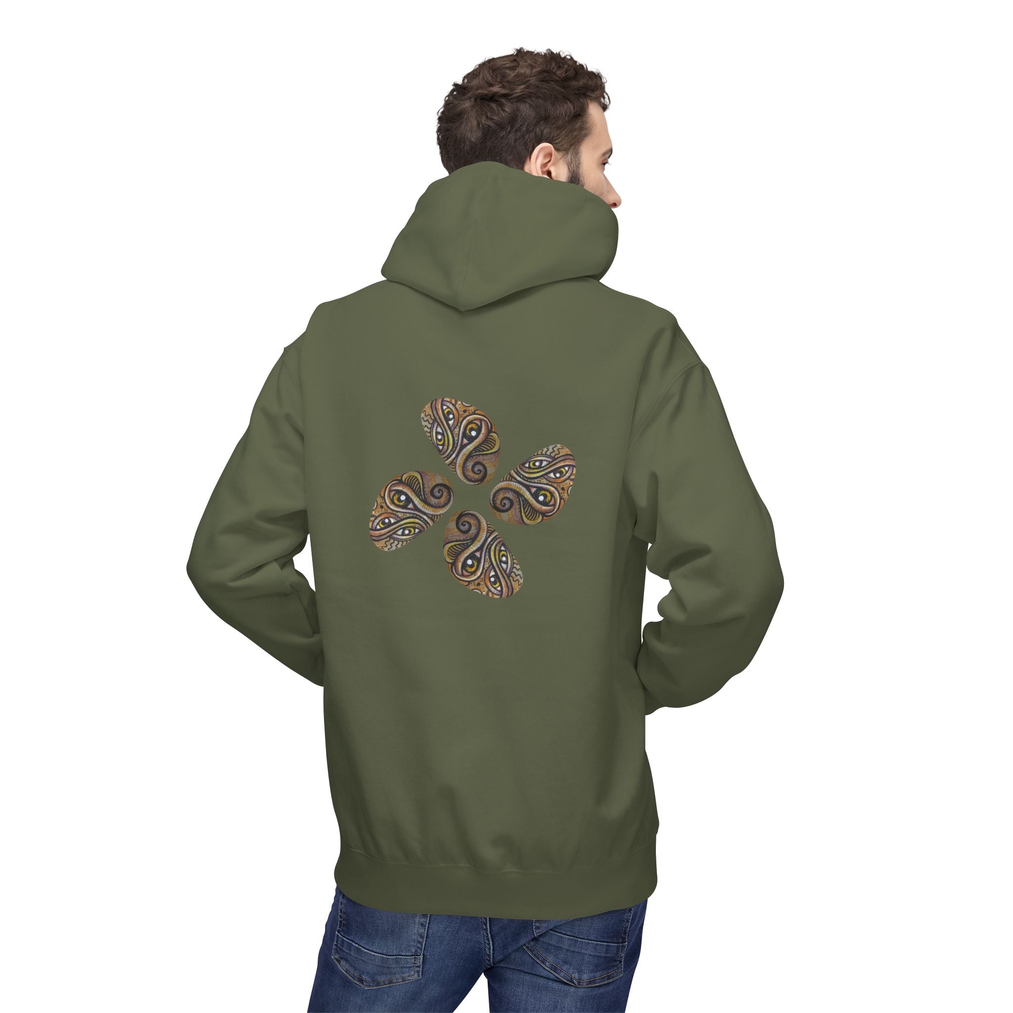 Leaf Pattern Hoodie — Boho Tribal Feather Design Pullover #f8635678