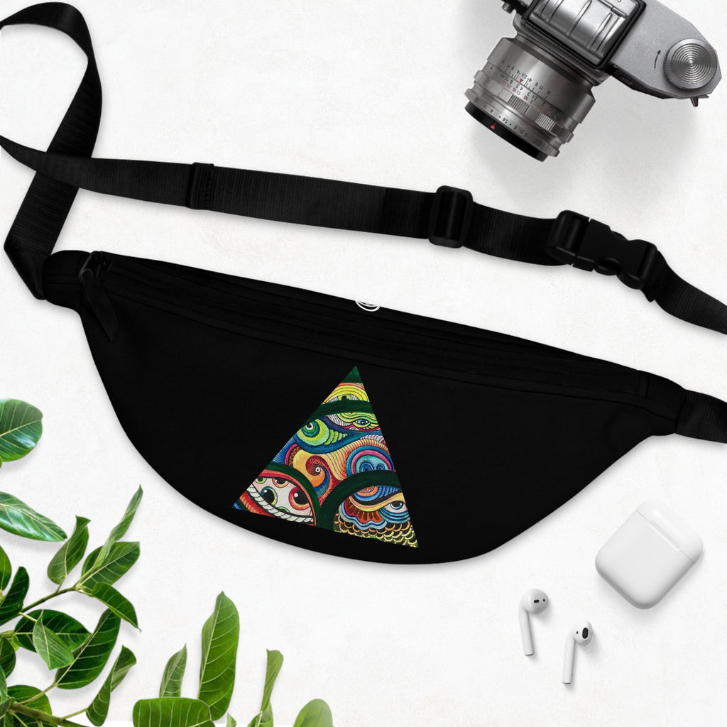 Fanny Pack — Colorful Psychedelic Triangle Art Waist Bag #d85