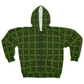 Green Celtic Tile Zip Hoodie - All-Over Print Pattern #h986467