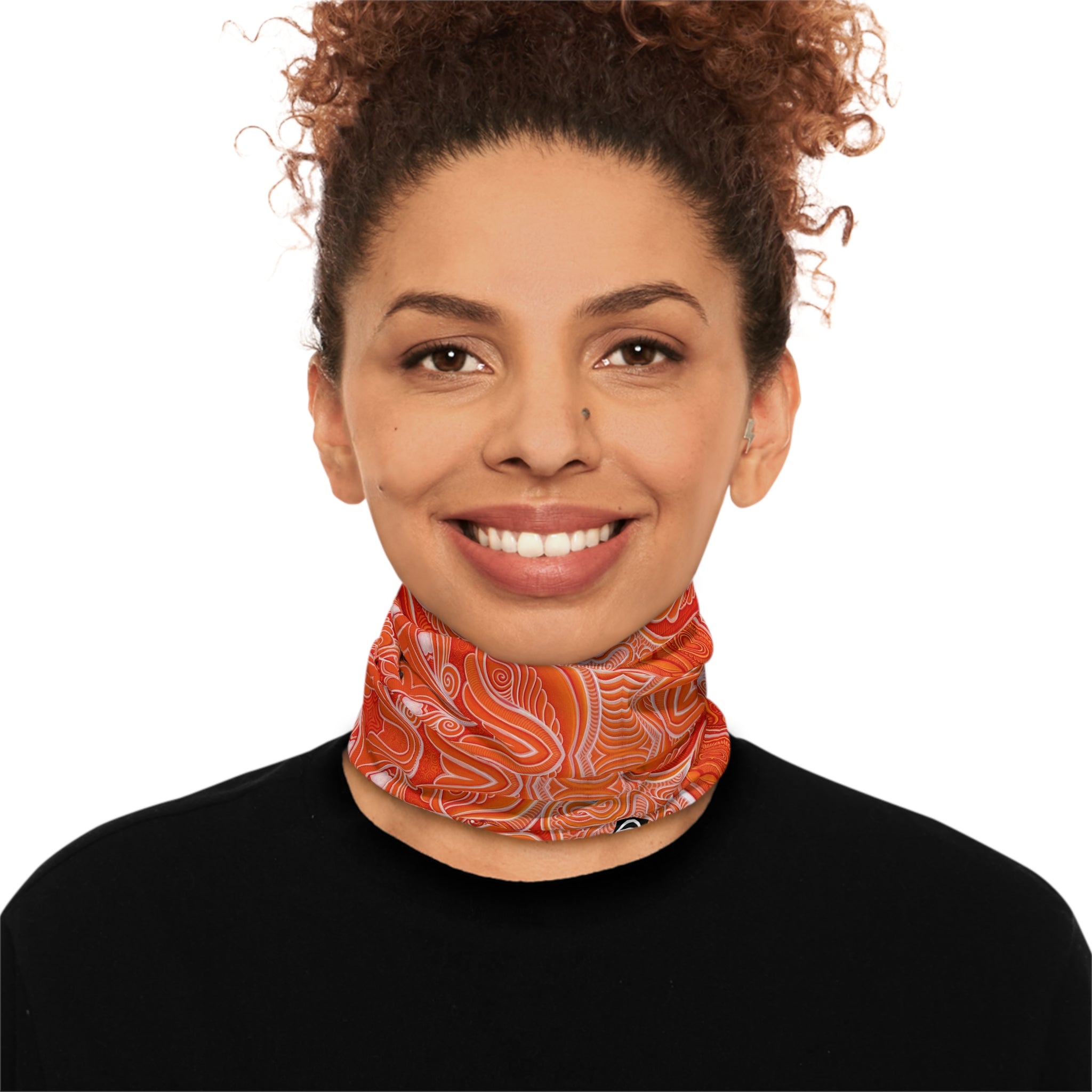 Winter Neck Gaiter — Orange Retro Wave Thermal Face Mask with Drawstring #hn984319