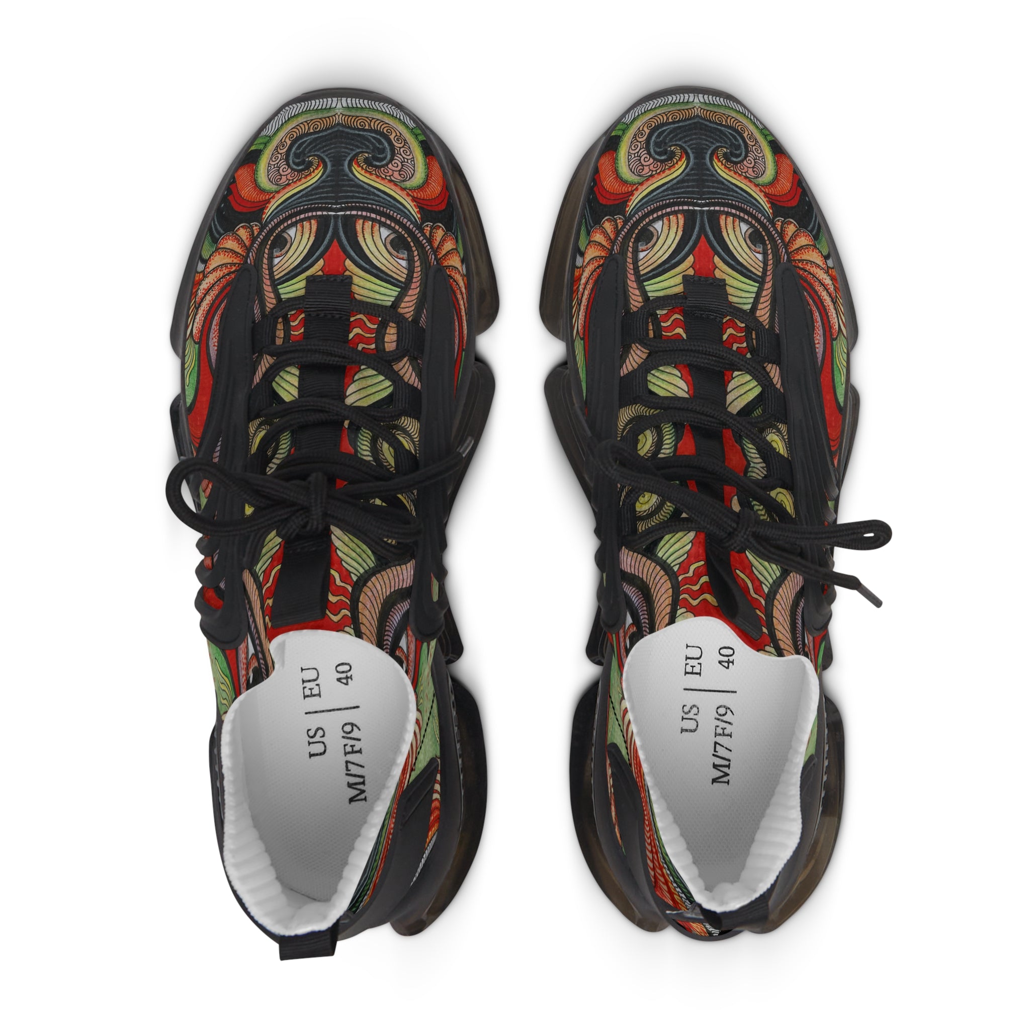 Women's Mesh Sneakers — Vintage Swirl Pattern Athletic Shoes #f3555522