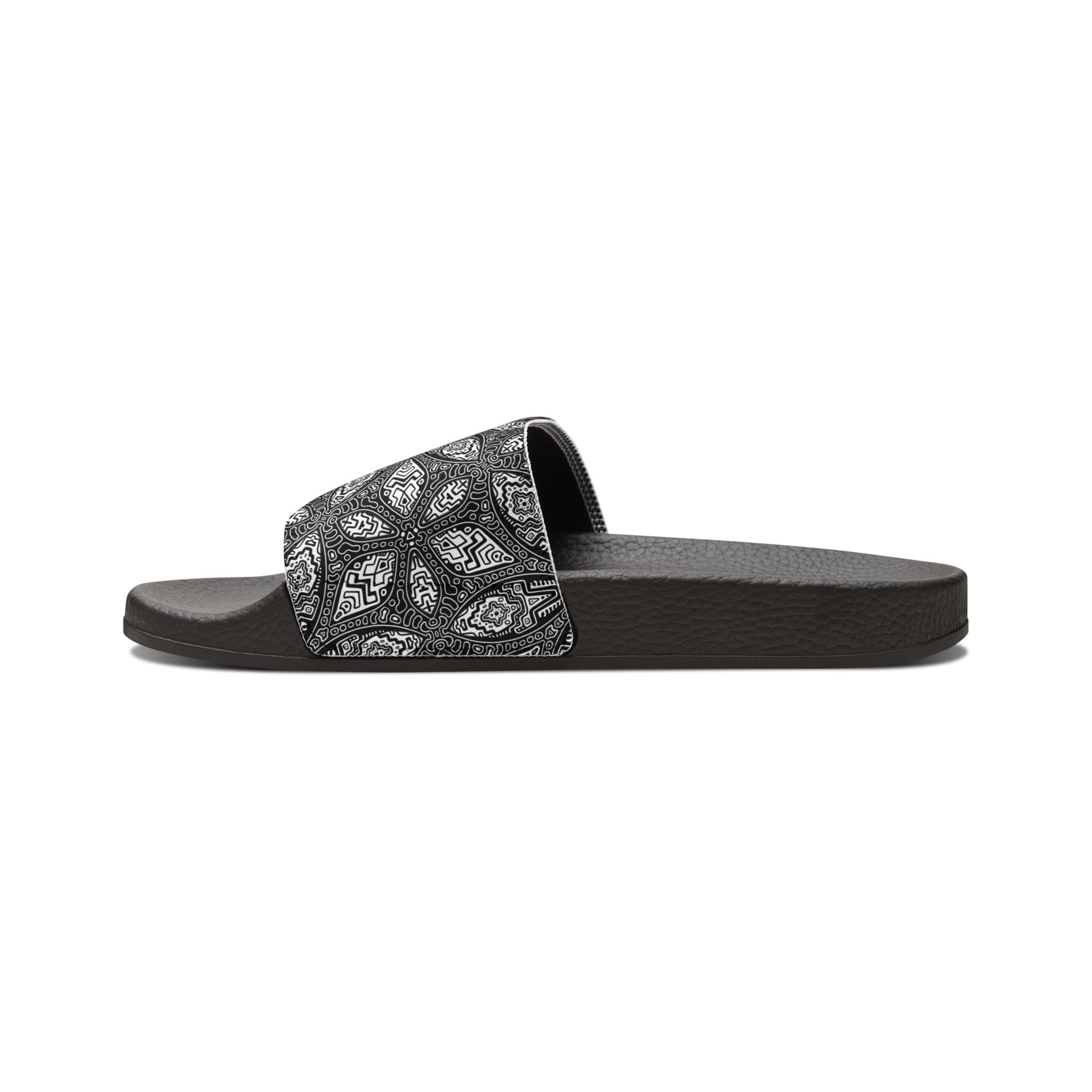 Black Paisley Slide Sandals — Women's Removable‑Strap Comfort Slides  #kf39554