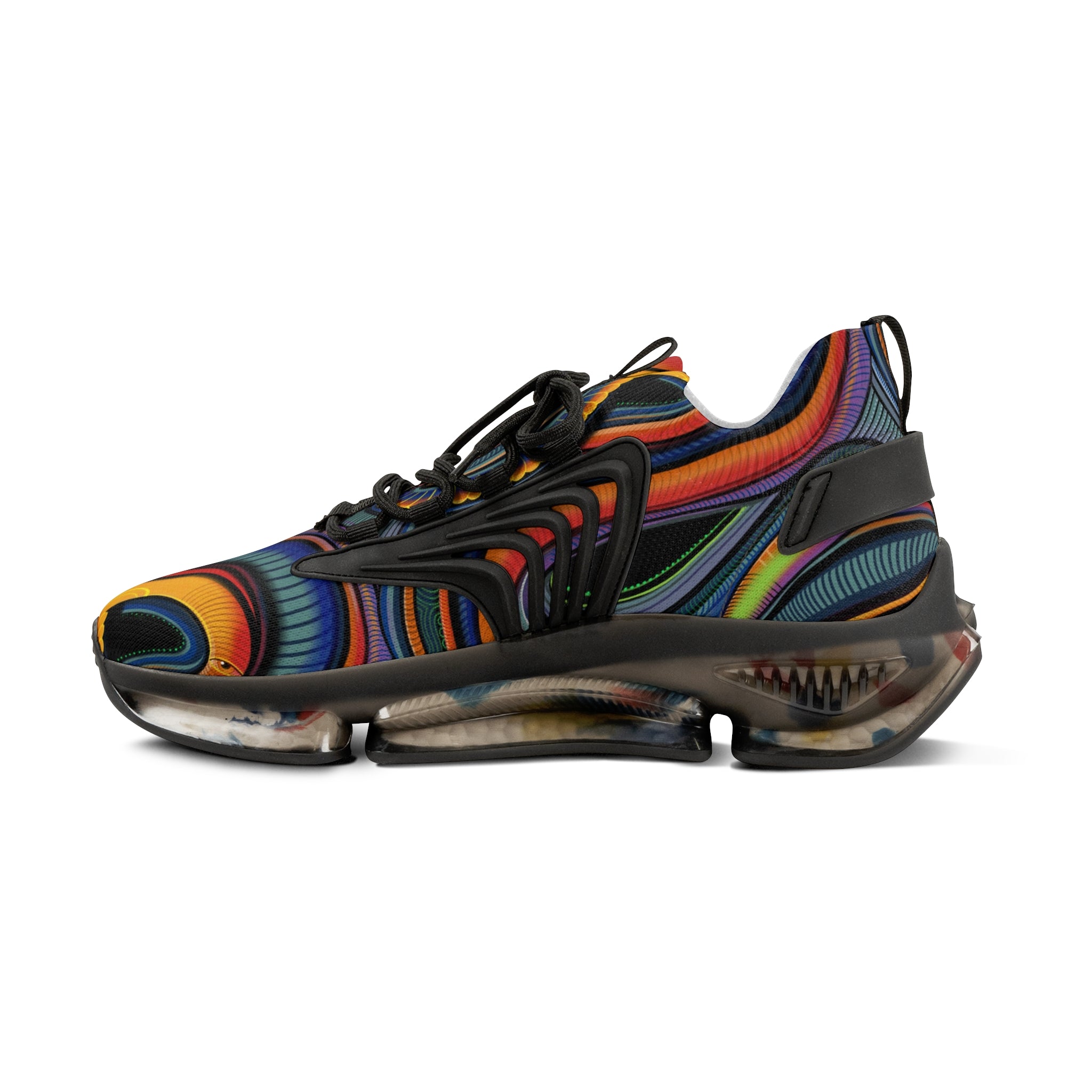Men's Mesh Sneakers — Retro Psychedelic Swirl Athletic Shoes #lh963278