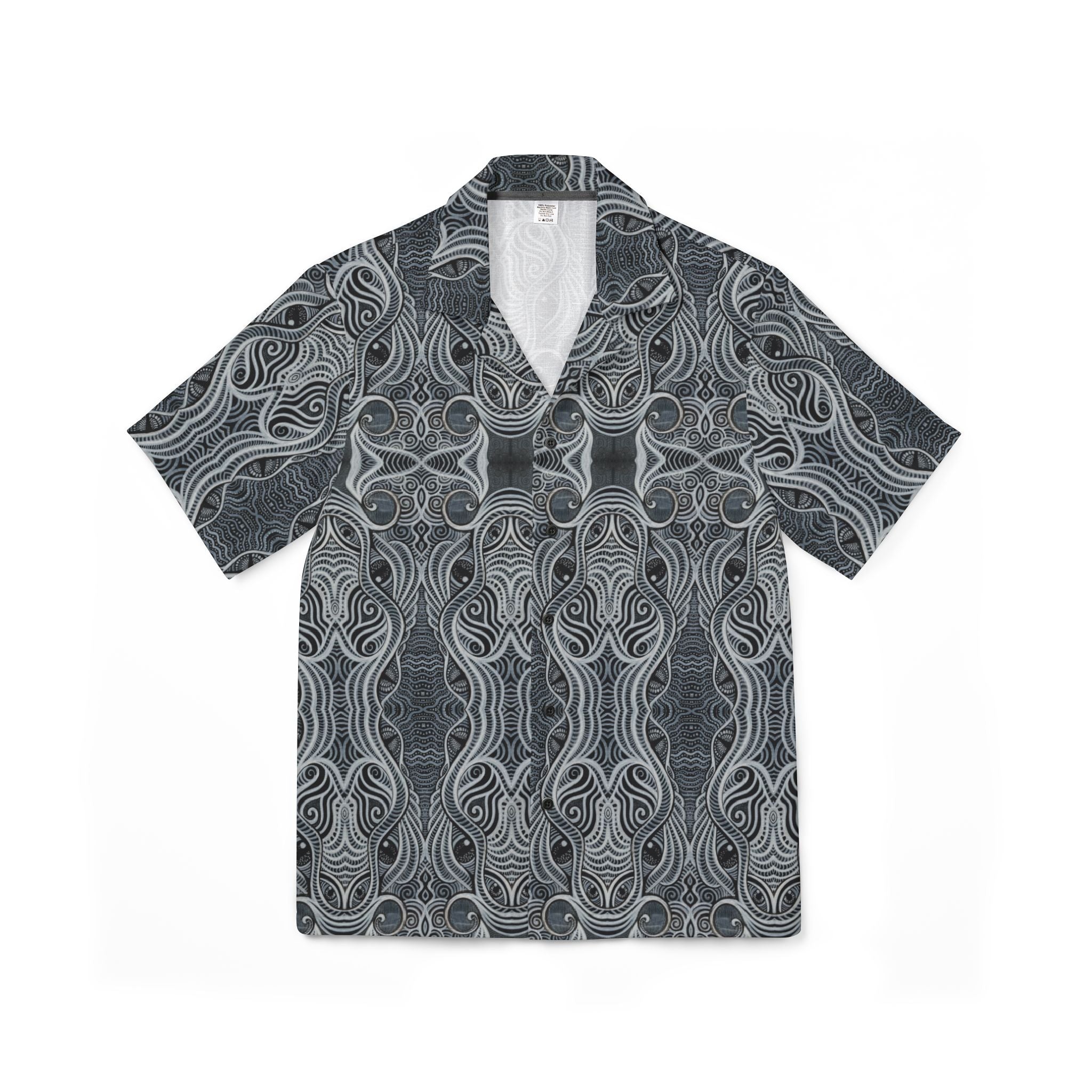 Men's Grey Tribal Pattern Hawaiian Shirt – Camp Collar AOP #yx44332277