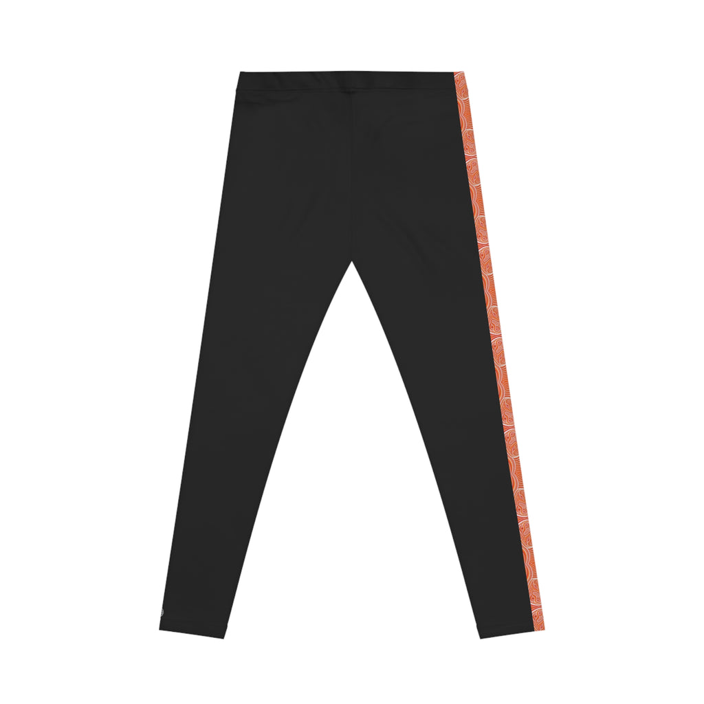 Black Side-Stripe Leggings — Slim Fit Women's Casual Activewear #h9869