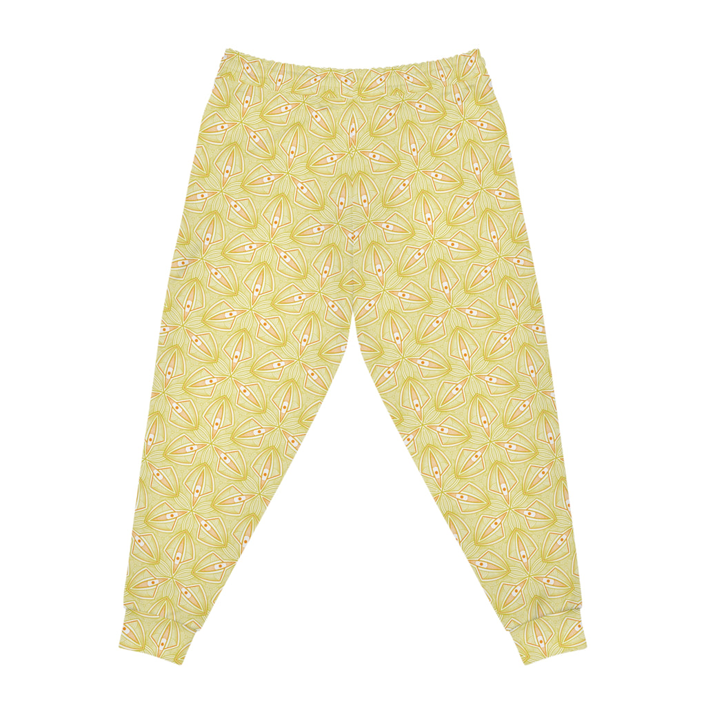 Yellow Floral Athletic Joggers — All-Over Print Lightweight Track Pants #aj5