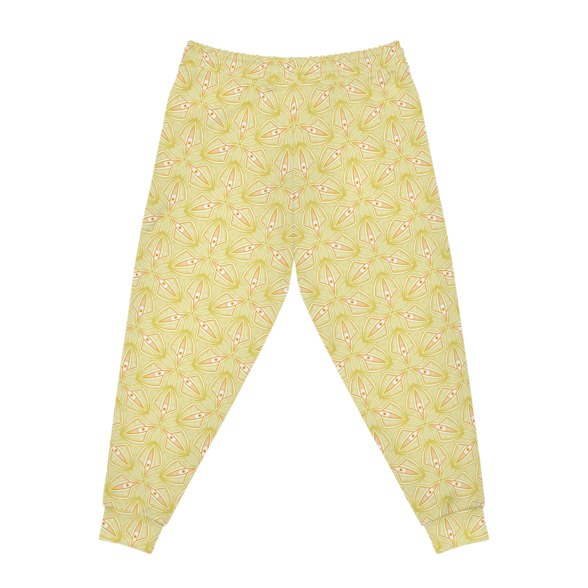 Yellow Floral Athletic Joggers — All-Over Print Lightweight Track Pants #aj5