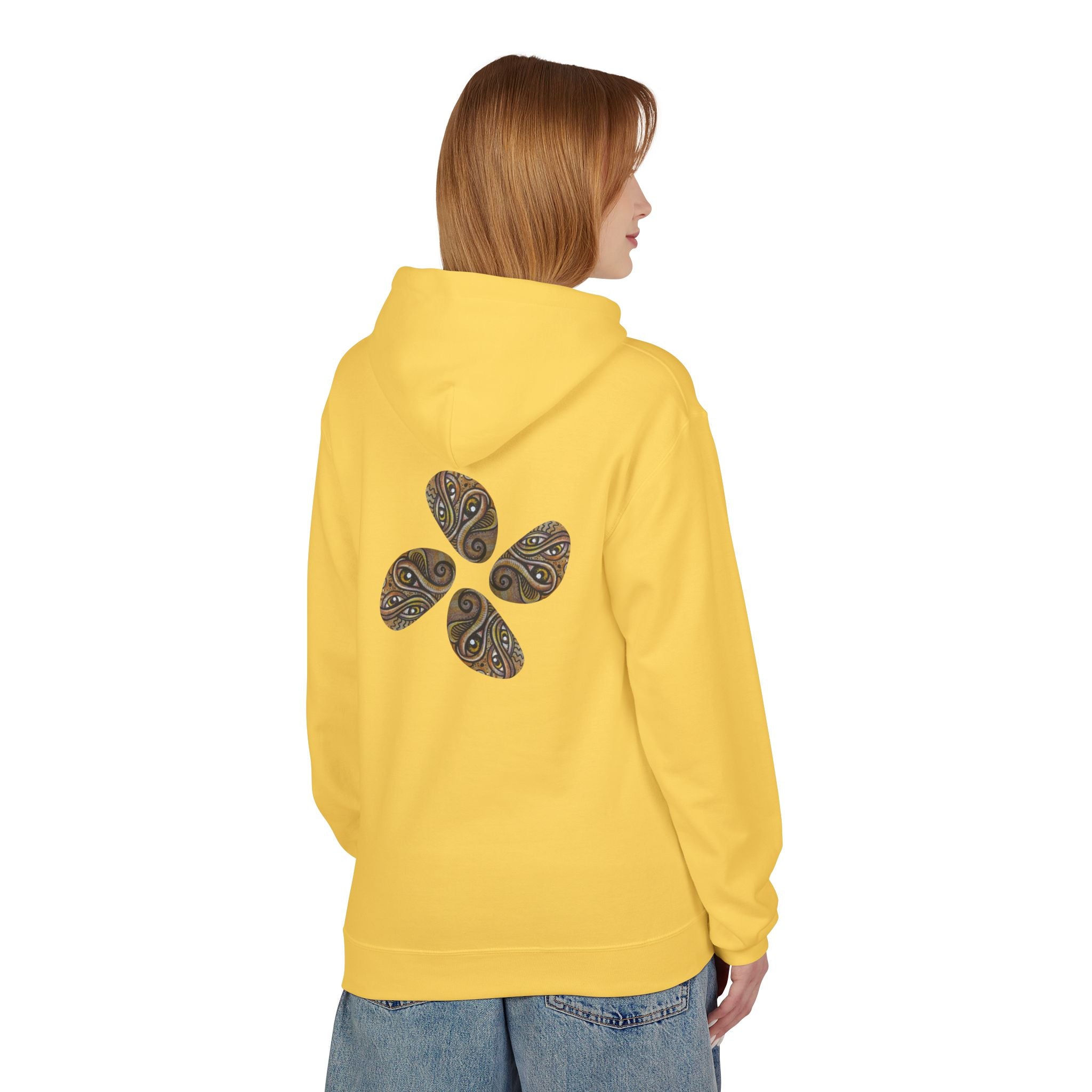 Leaf Pattern Hoodie — Boho Tribal Feather Design Pullover #f8635678