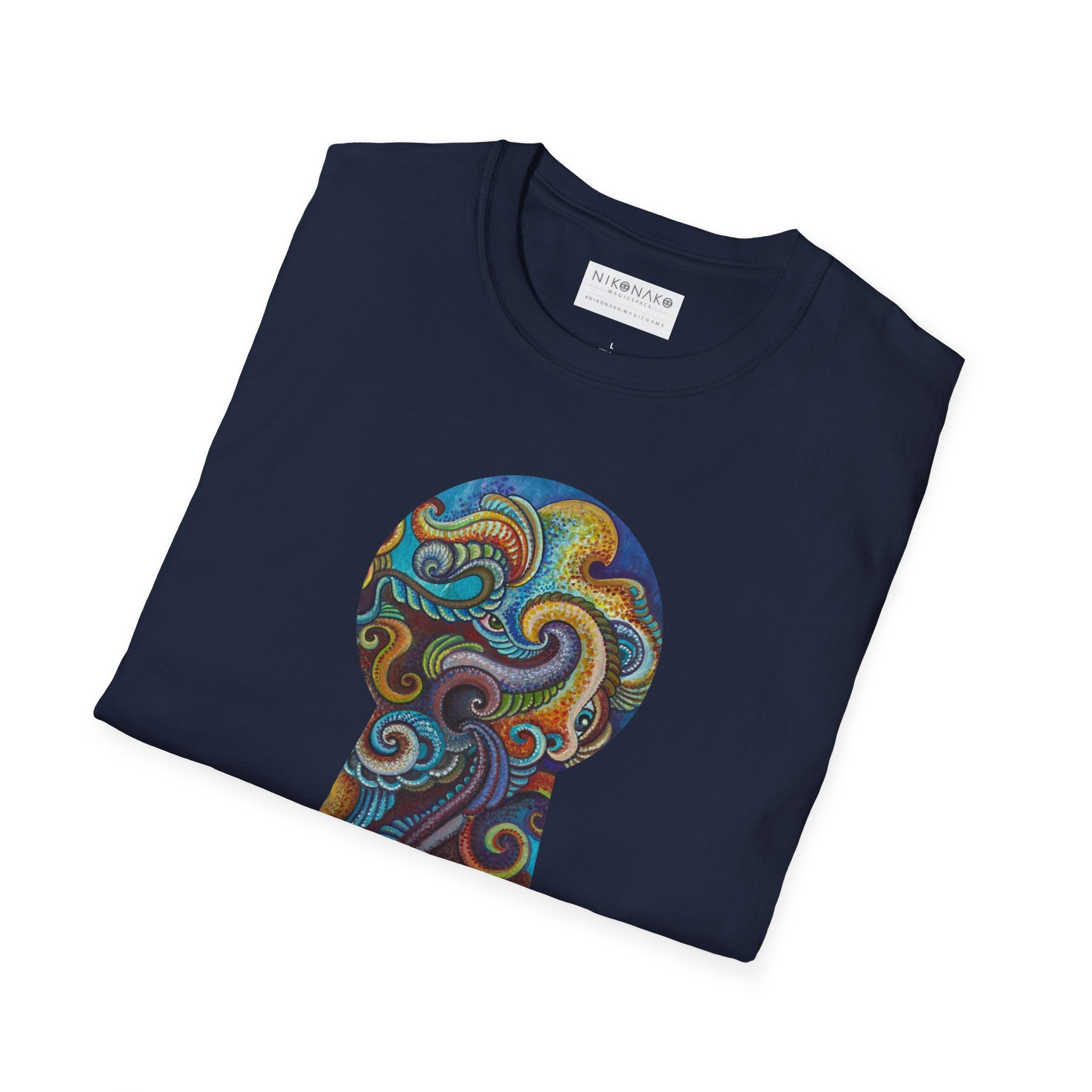 Psychedelic Keyhole T-Shirt — Colorful Swirl Art Tee #tsc8765