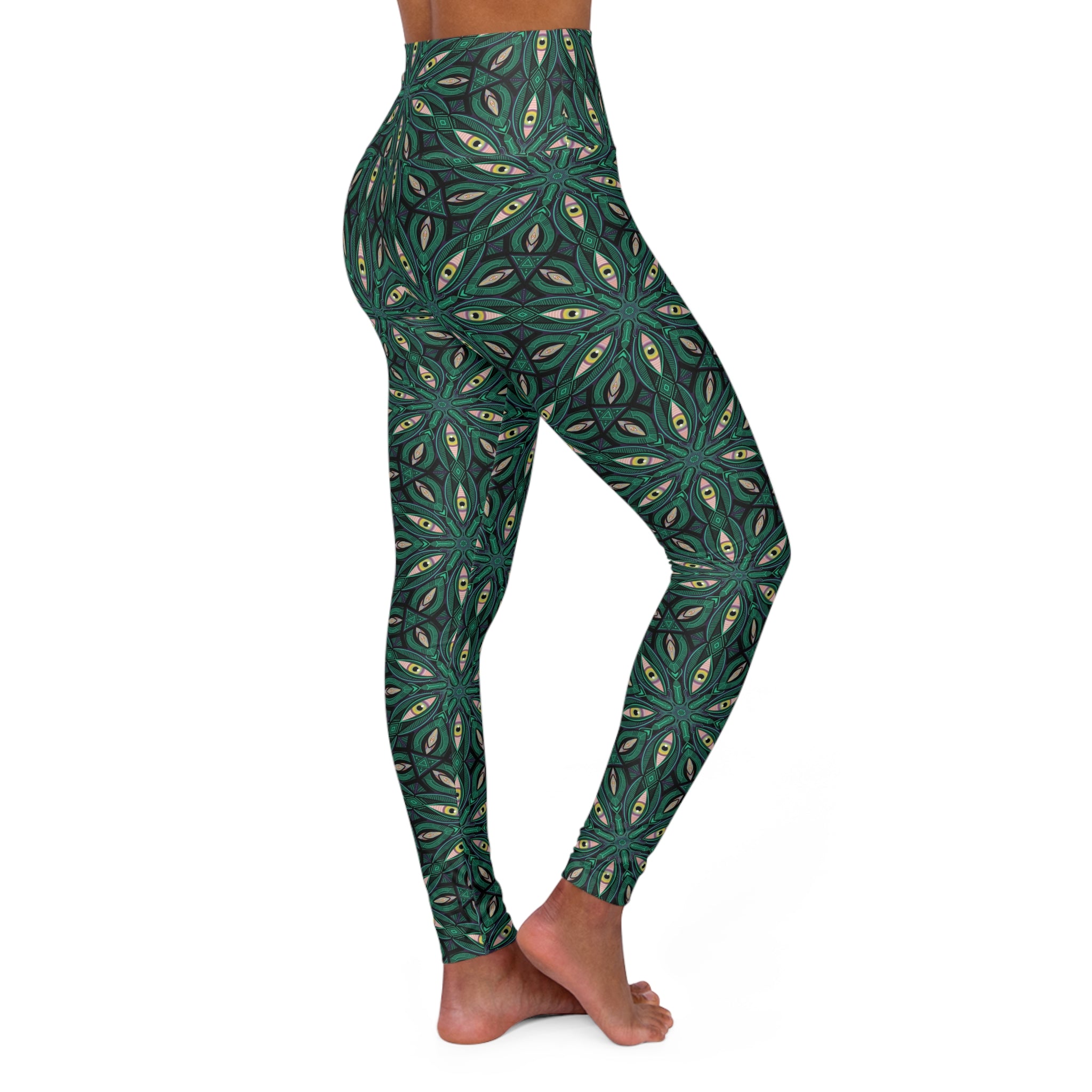 High-Waist Green Mandala Yoga Leggings – All-Over Print. #dfhj235778