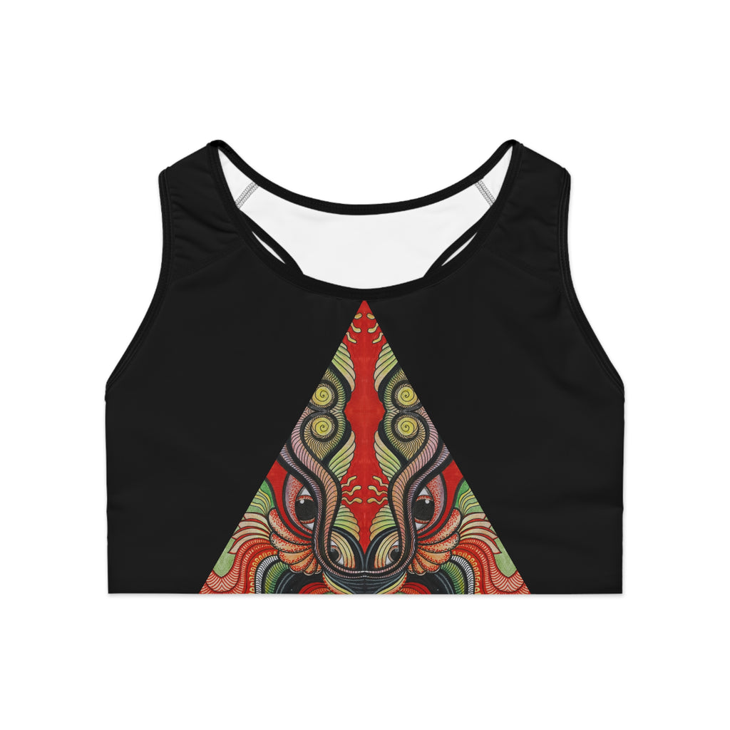 Tribal Triangle Sports Bra — Colorful Geometric Activewear #d34686