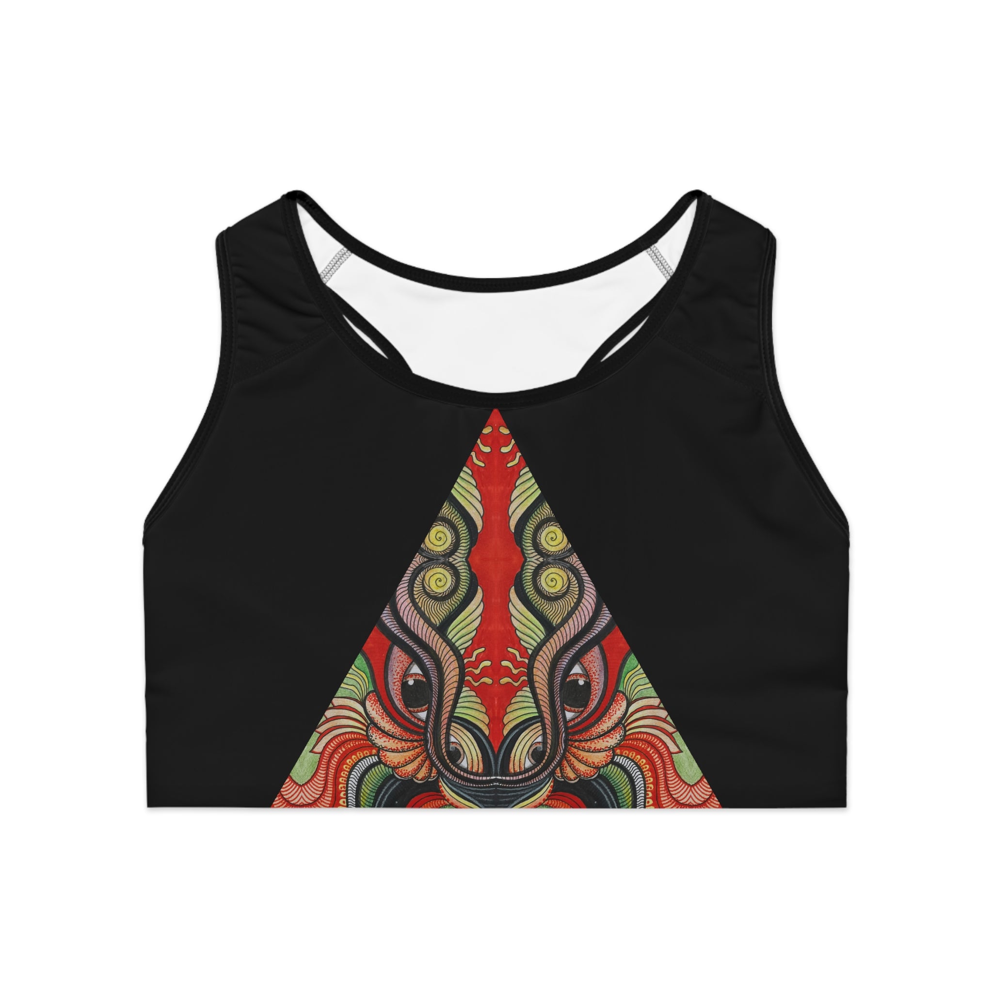 Tribal Triangle Sports Bra — Colorful Geometric Activewear #d34686