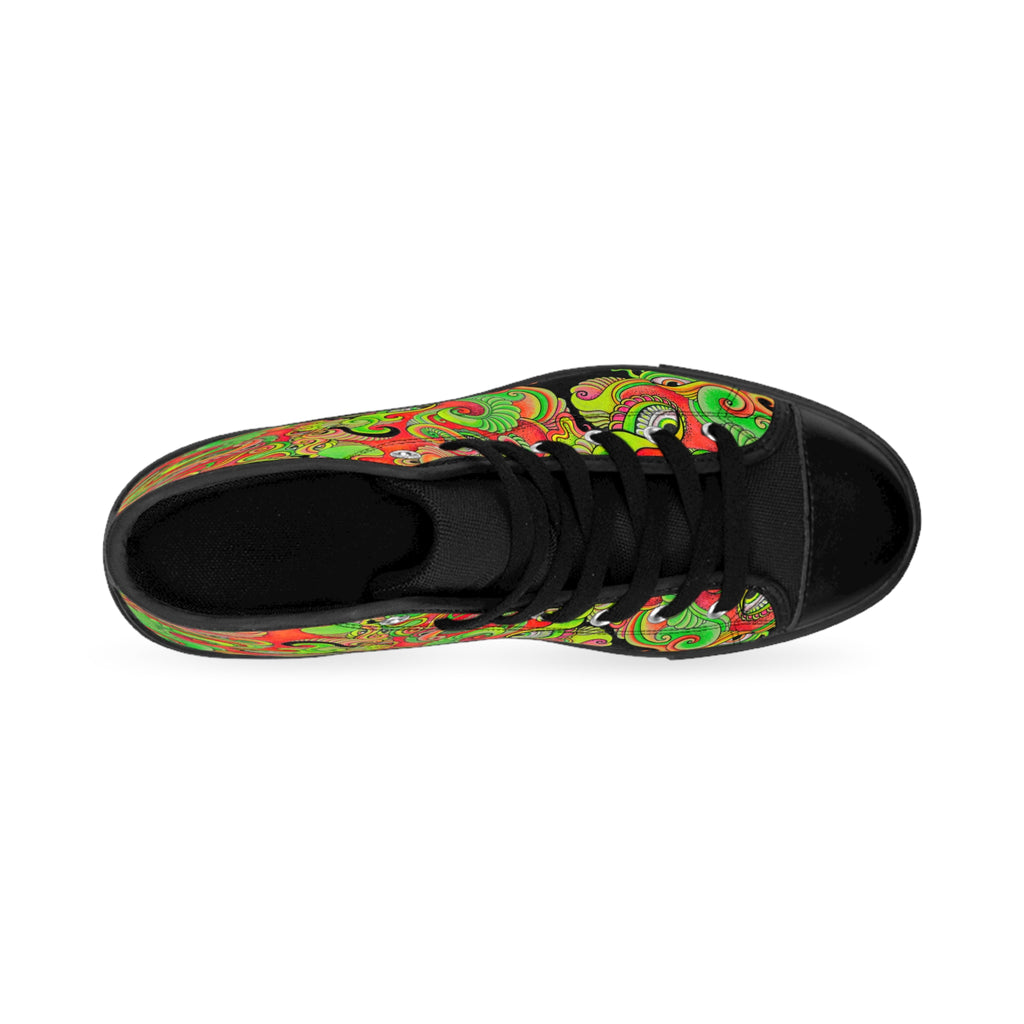 Psychedelic Floral High-Top Sneakers — Women's Classic Shoes #d009766456
