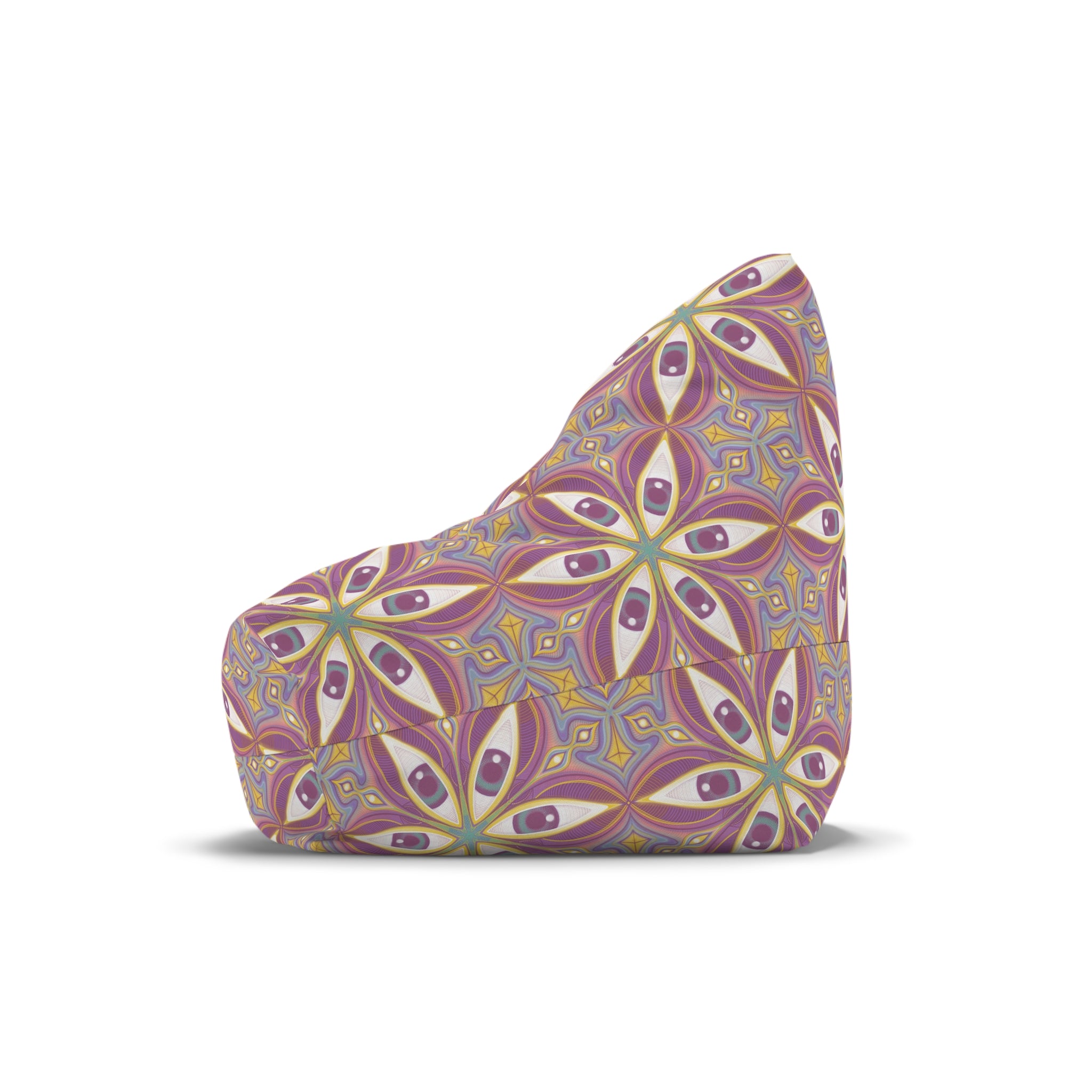 Bohemian Floral Pattern Bean Bag Cover — Retro Pink & Gold Mandala Accent #f68