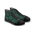 Green Floral Kaleidoscope High Top Sneakers — Women's Patterned Canvas Shoes #jfs8843