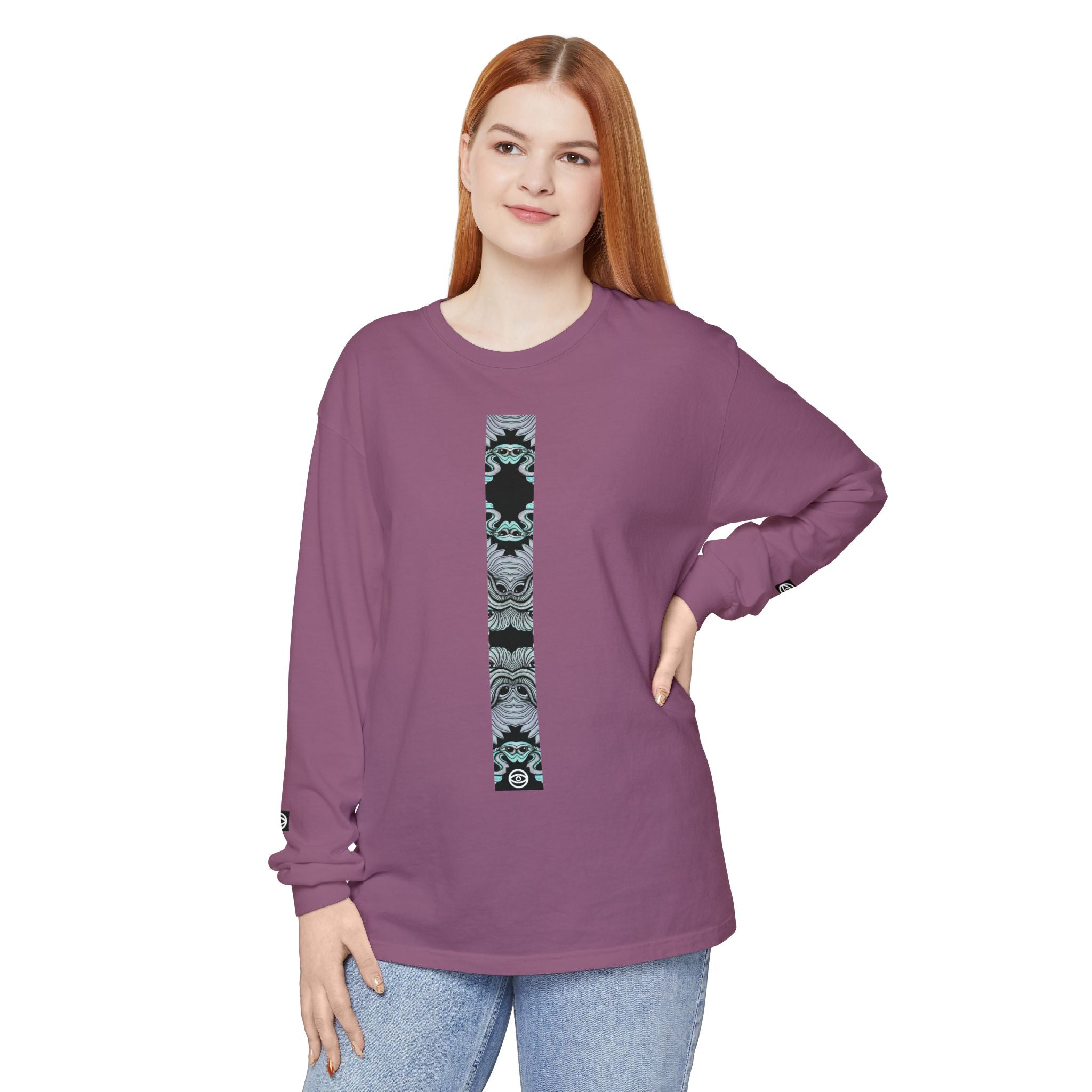 Men's/Women's Long Sleeve T-Shirt — Vertical Geometric Stripe Graphic #kjgd64258
