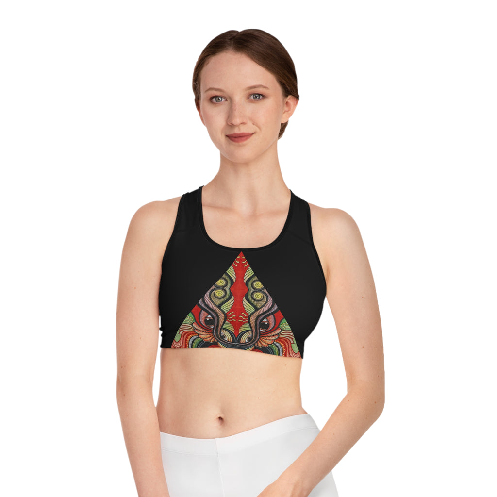 Tribal Triangle Sports Bra — Colorful Geometric Activewear #d34686