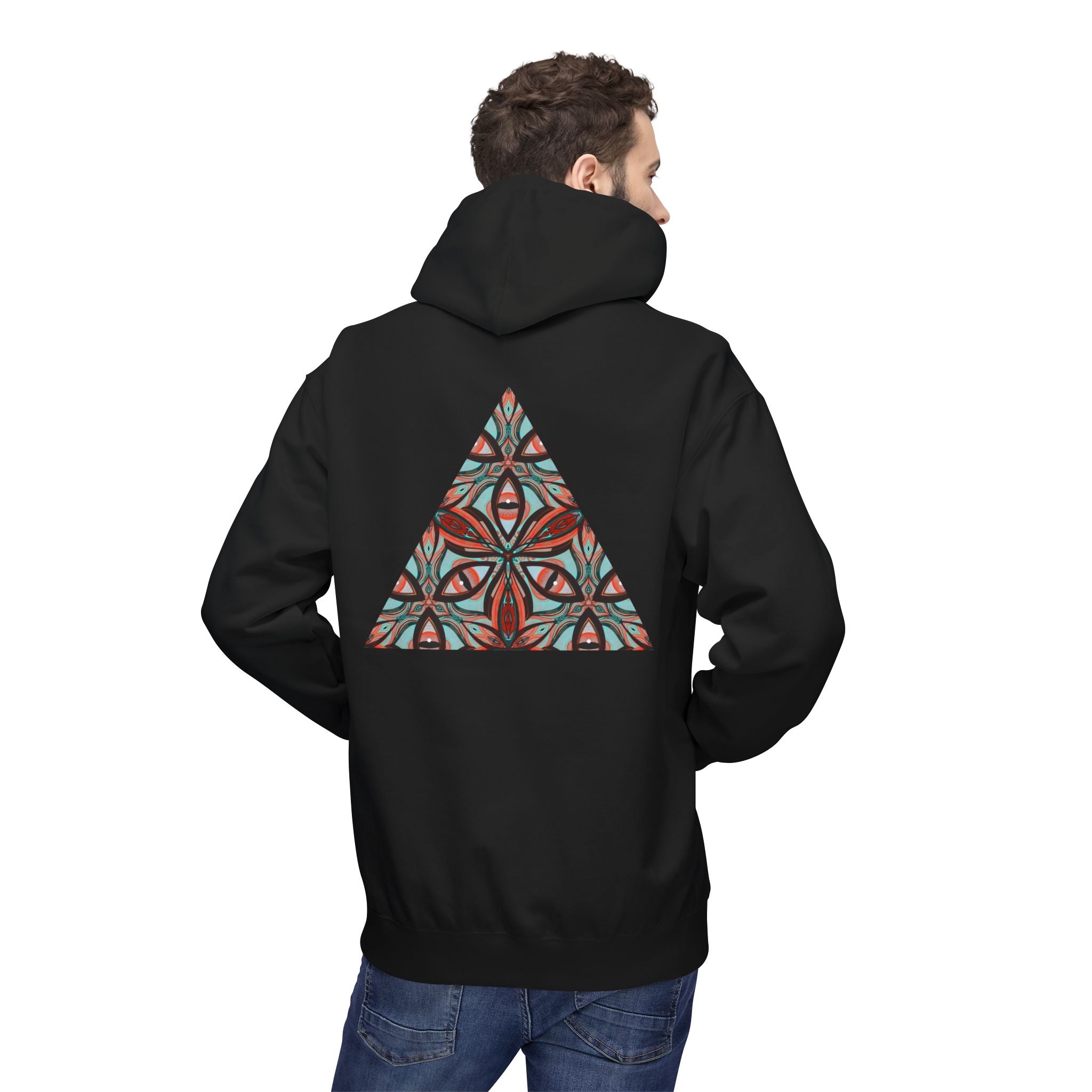 Geometric Kaleidoscope Triangle Hoodie | Symmetrical Abstract Pattern
