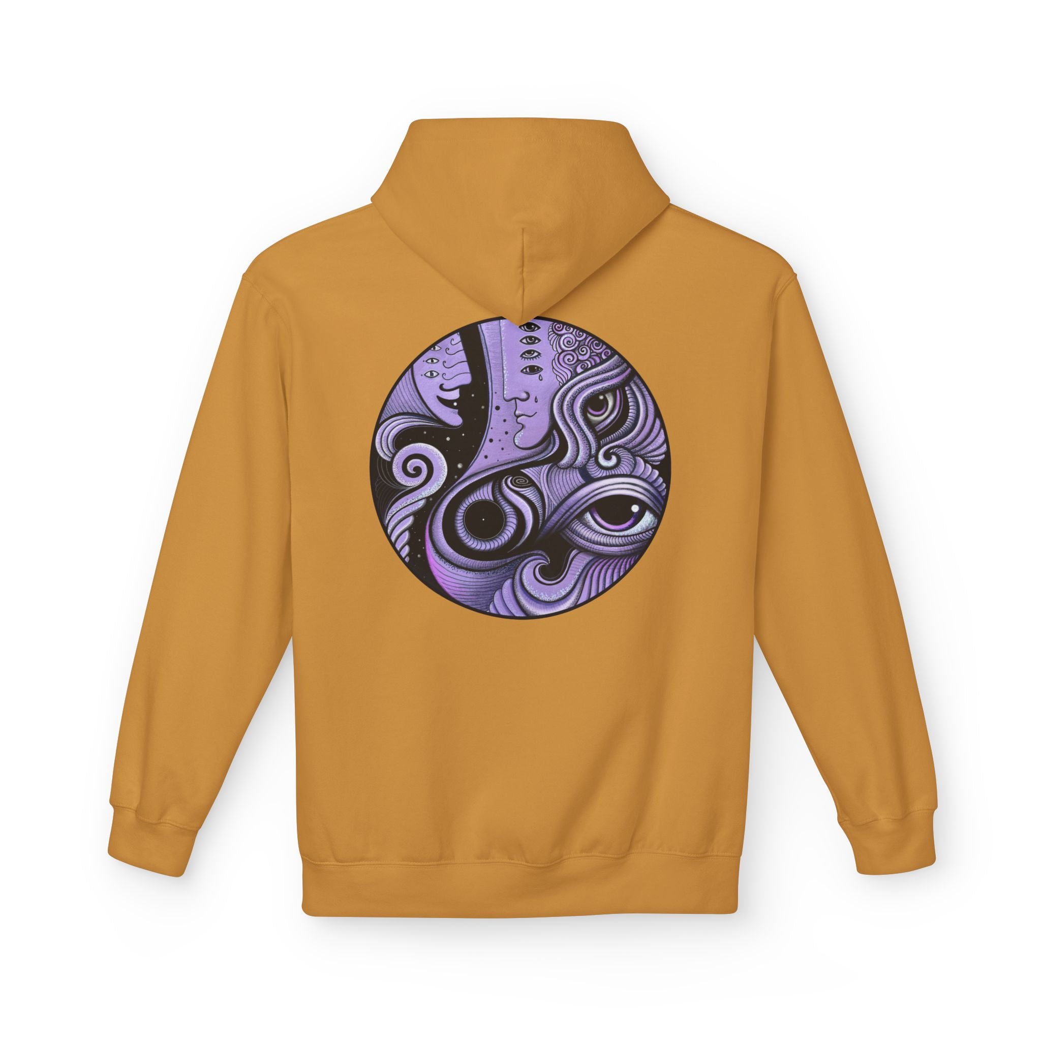 Purple Psychedelic Guitar Art Hoodie | Keyhole Front, Circular Back Design