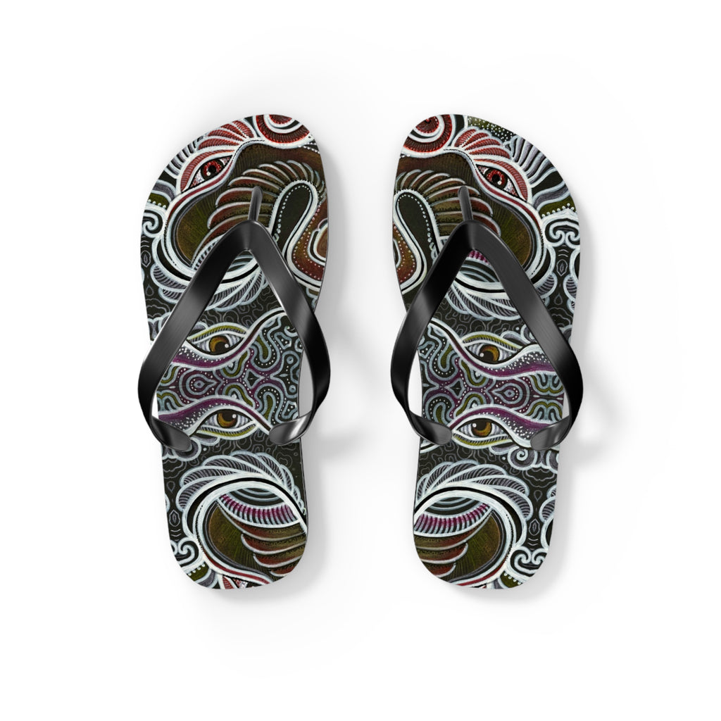 Boho Eye Pattern Flip Flops – Psychedelic Tribal Summer Sandals #h3321678