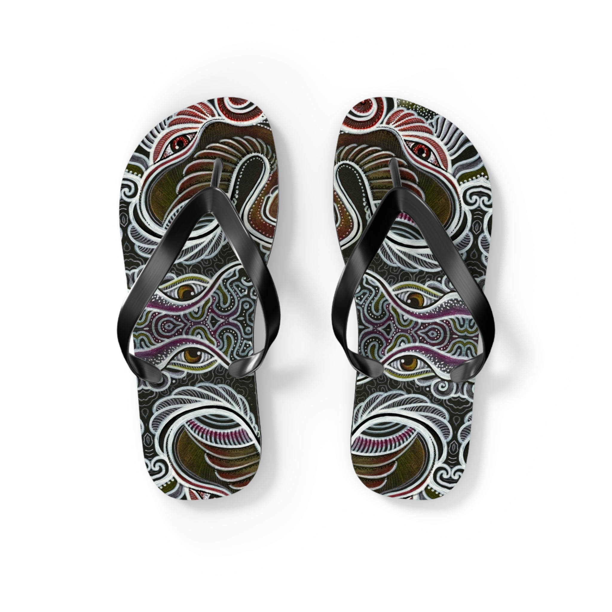 Boho Eye Pattern Flip Flops – Psychedelic Tribal Summer Sandals #h3321678