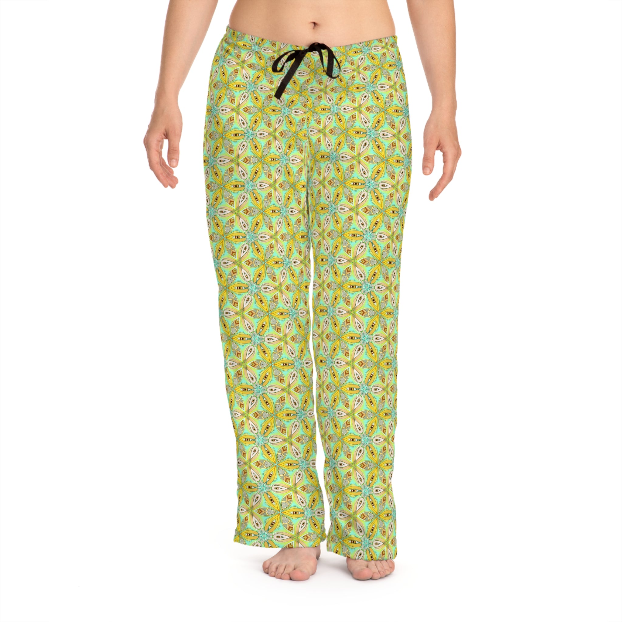 Floral Retro Tile Women's Pajama Pants – Soft All-Over Print Lounge Trousers #pp1