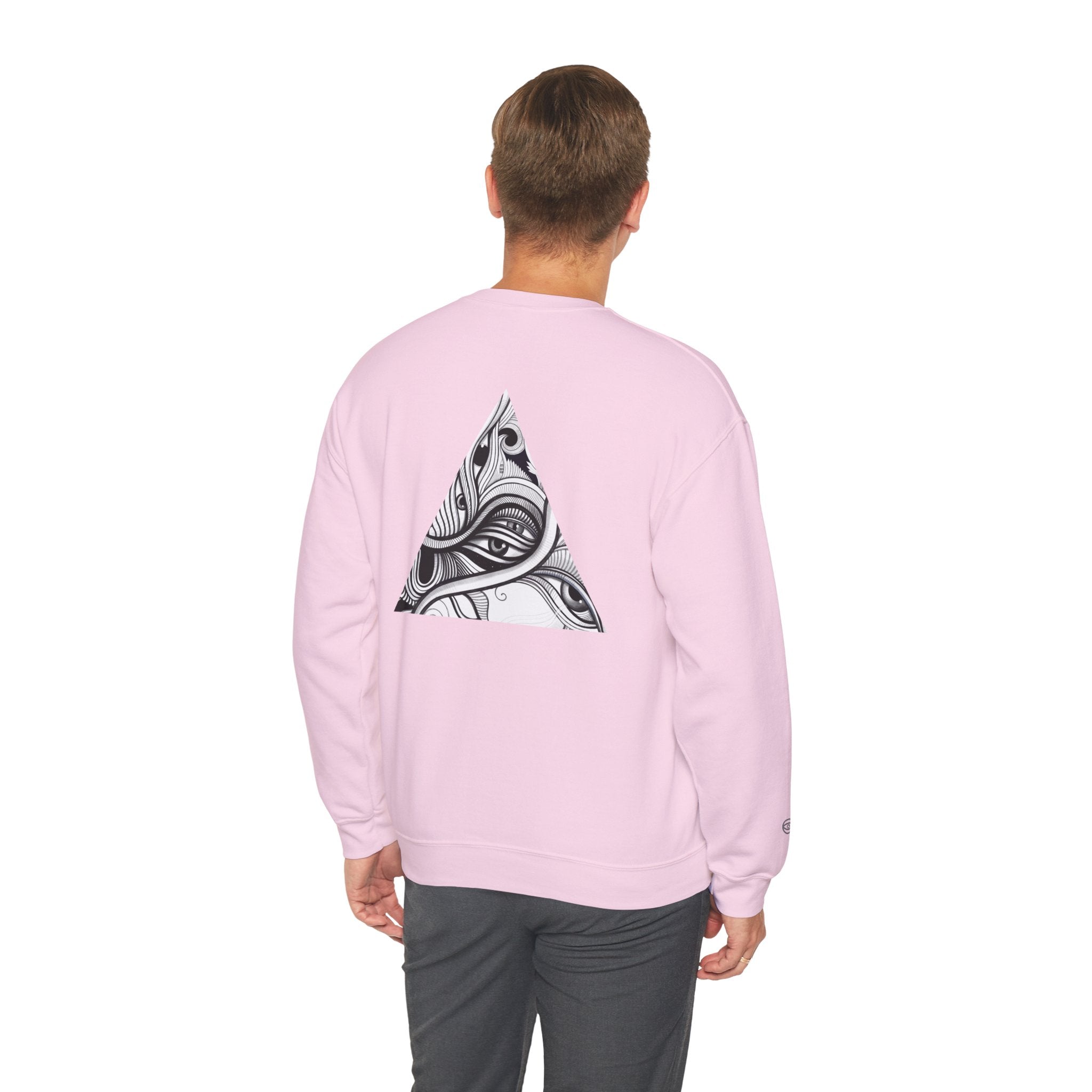 Crewneck Sweatshirt — Black & White Surreal Eye Keyhole Design #h5522168