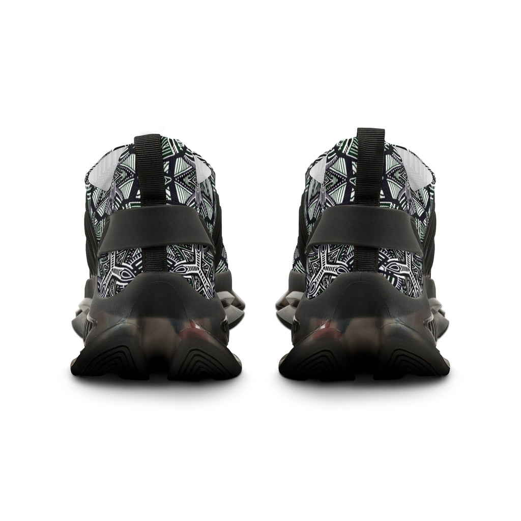 Men's Mesh Sneakers — Green Geometric Athletic Shoes #h08657