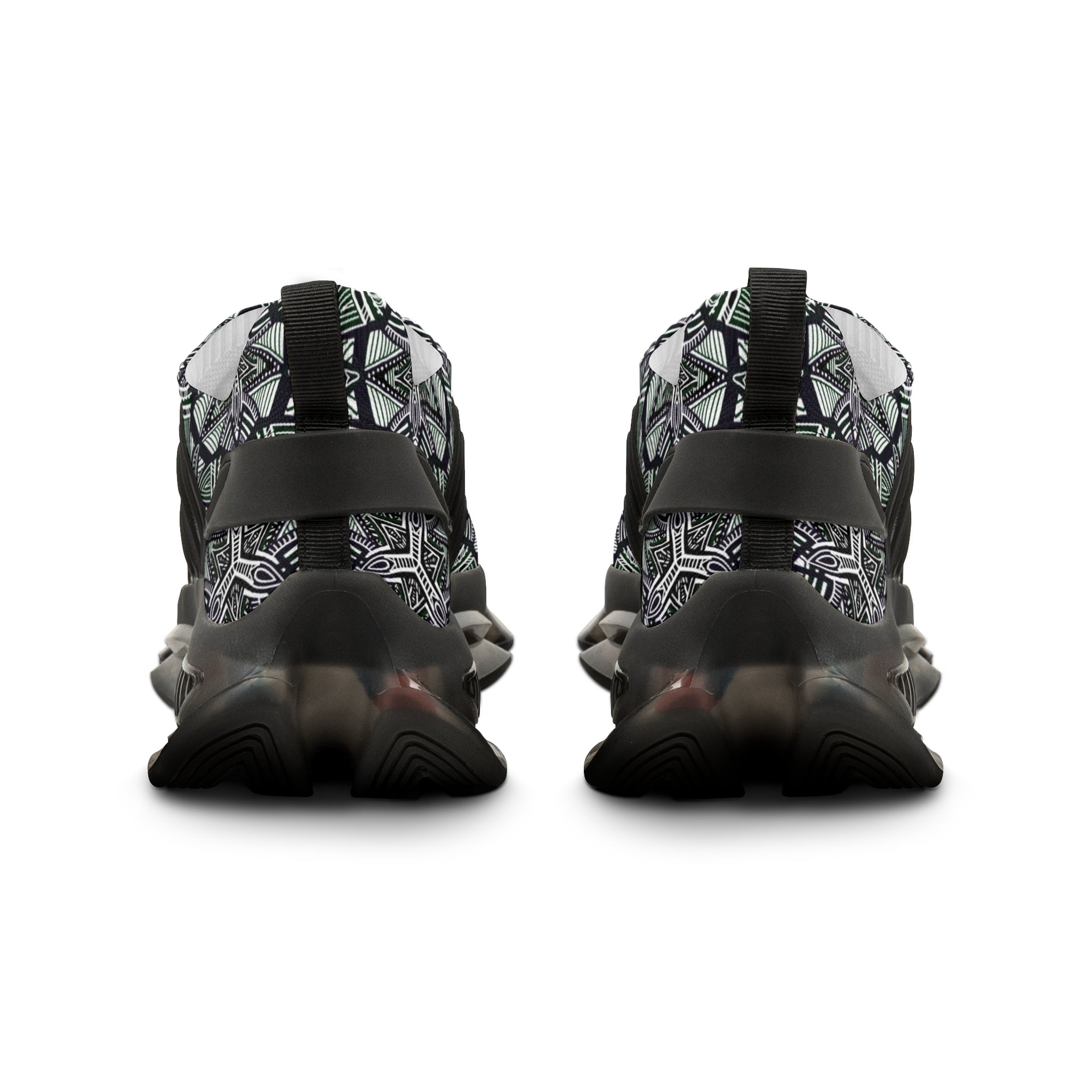 Men's Mesh Sneakers — Green Geometric Athletic Shoes #h08657