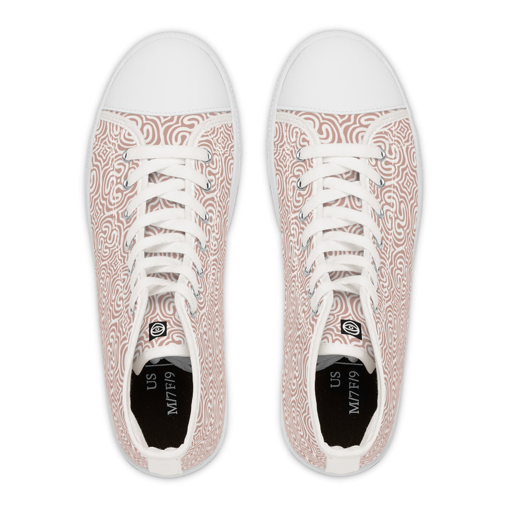Women's High Top Sneakers - Rose Maze Pattern Casual Canvas Shoes #h875688