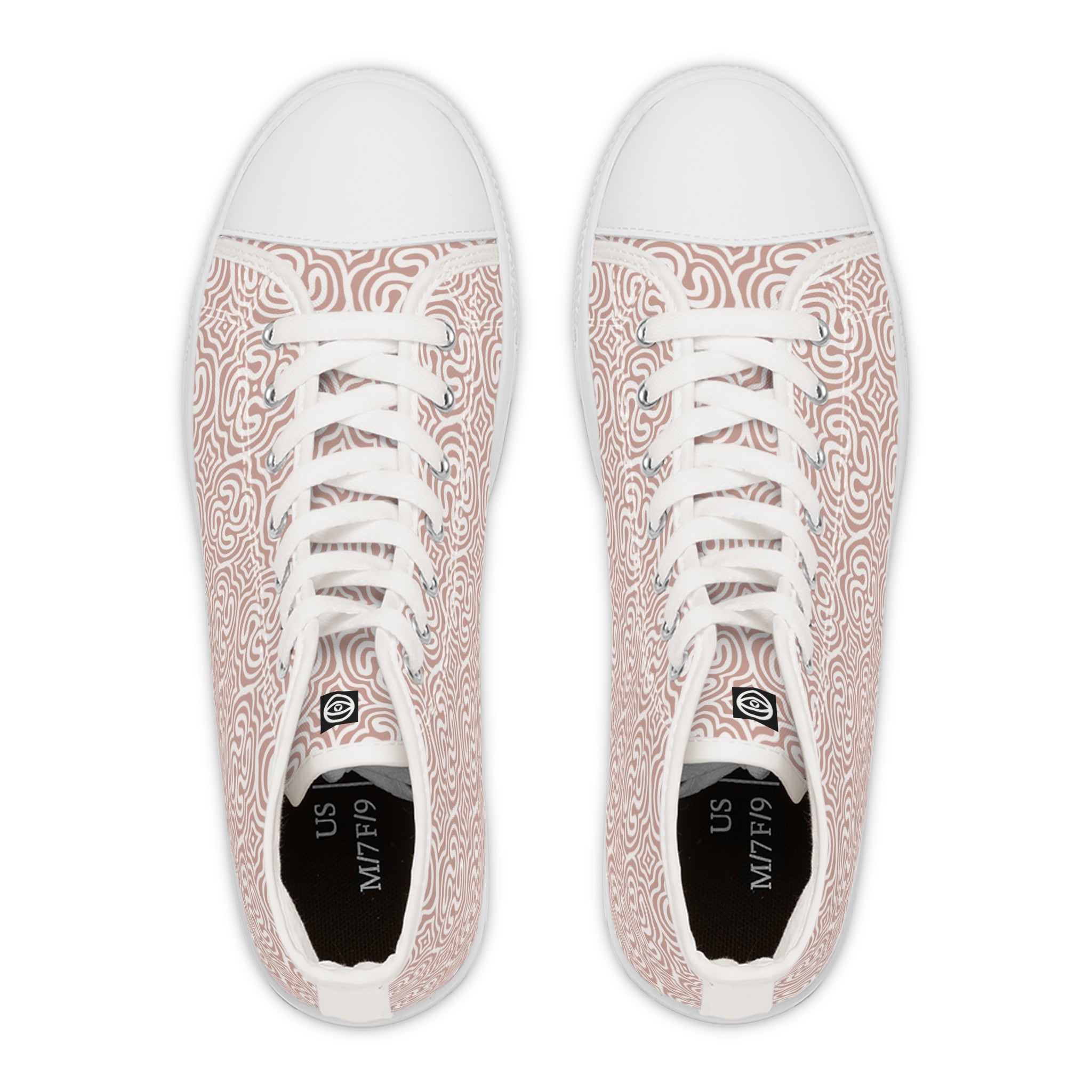 Women's High Top Sneakers - Rose Maze Pattern Casual Canvas Shoes #h875688
