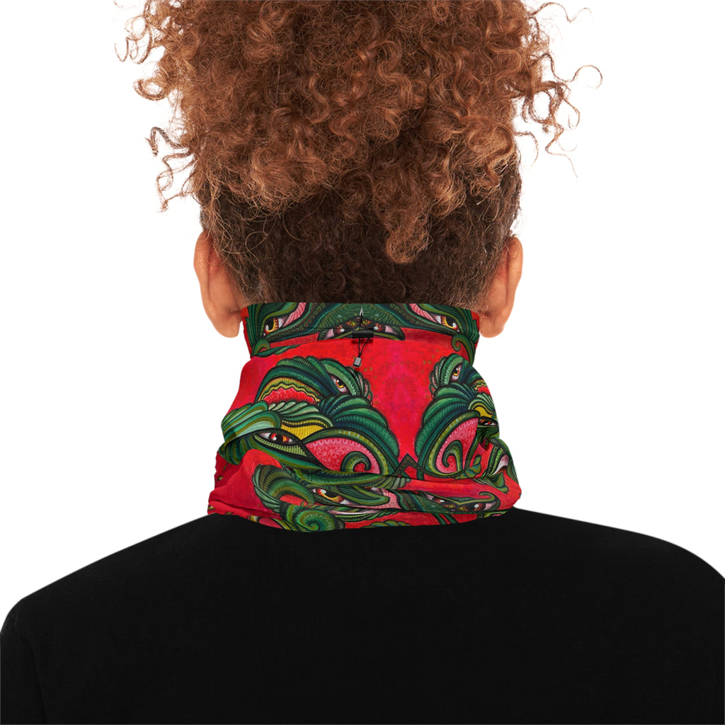 Winter Neck Gaiter — Festive Red Green Kaleidoscope Face Mask #as249761