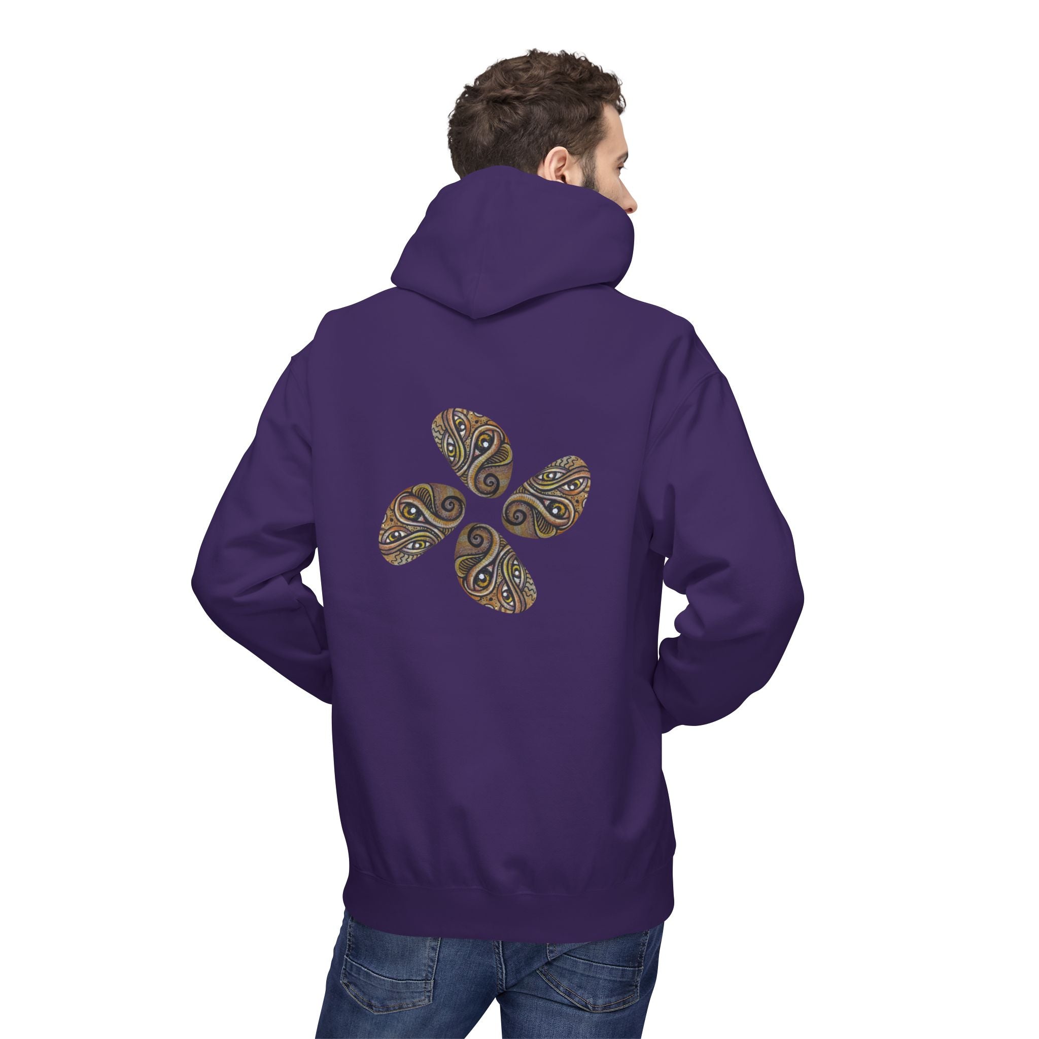 Leaf Pattern Hoodie — Boho Tribal Feather Design Pullover #f8635678