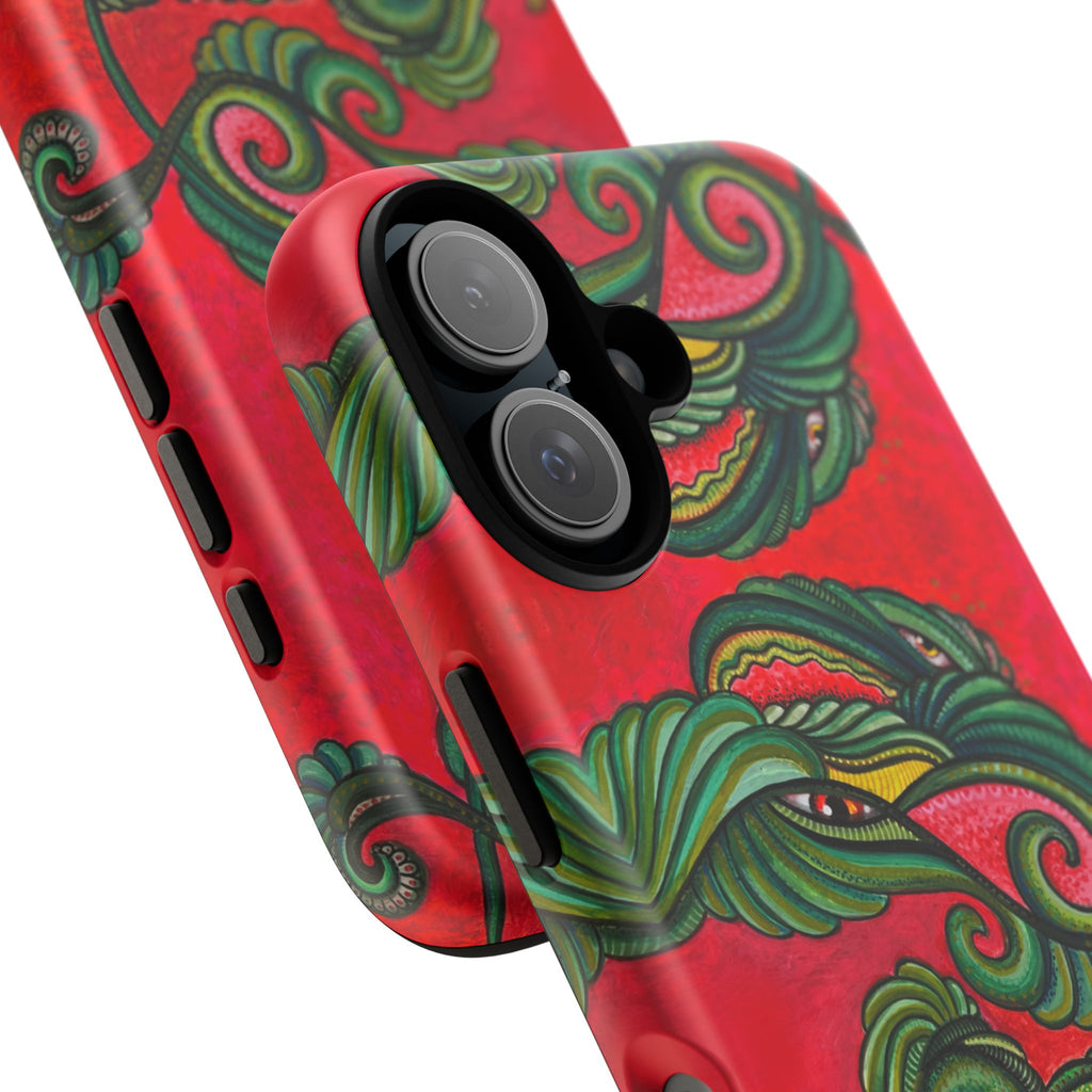 Floral Vine Red Tough Phone Case — Protective Botanical iPhone Cover #t992213