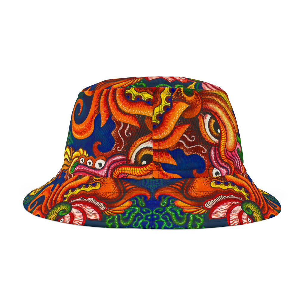 Psychedelic Sea Monster Bucket Hat — Vibrant Octopus Print AOP #bh21