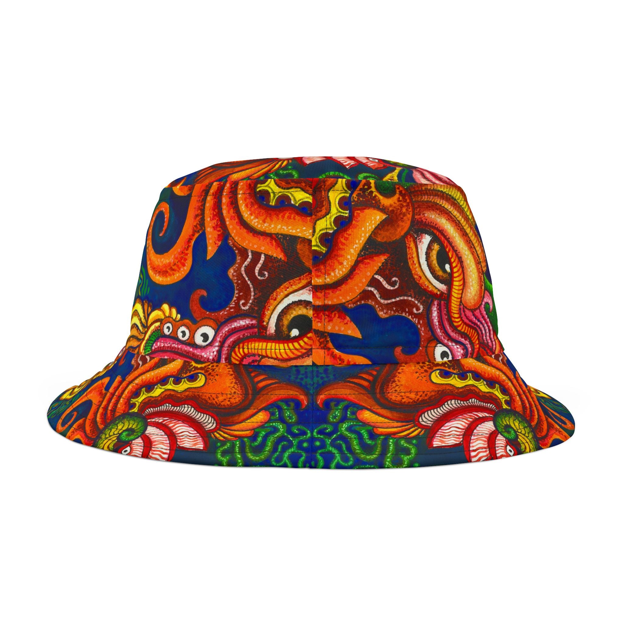 Psychedelic Sea Monster Bucket Hat — Vibrant Octopus Print AOP #bh21