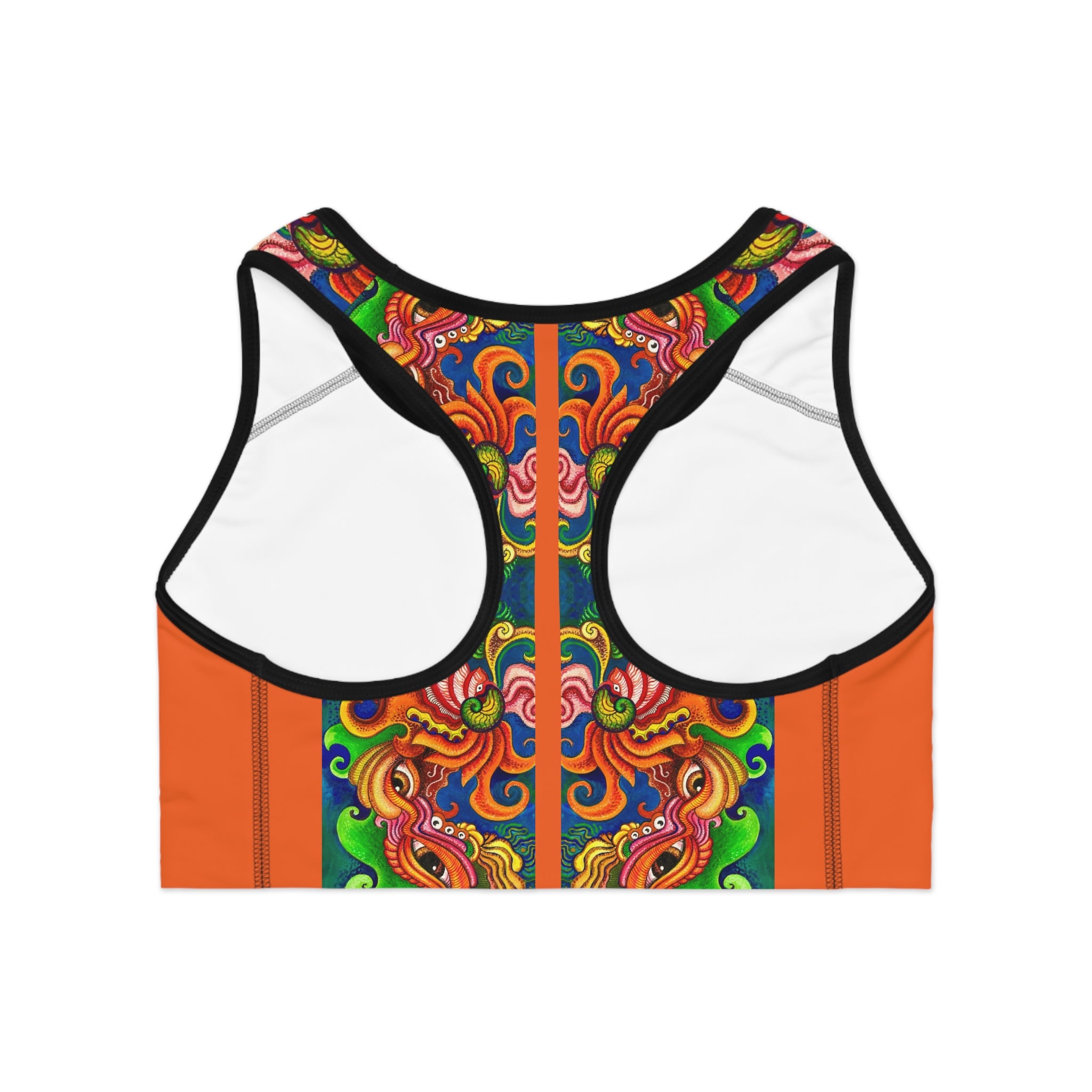 Vibrant Dragon Floral Sports Bra — All-Over-Print Activewear #sb44