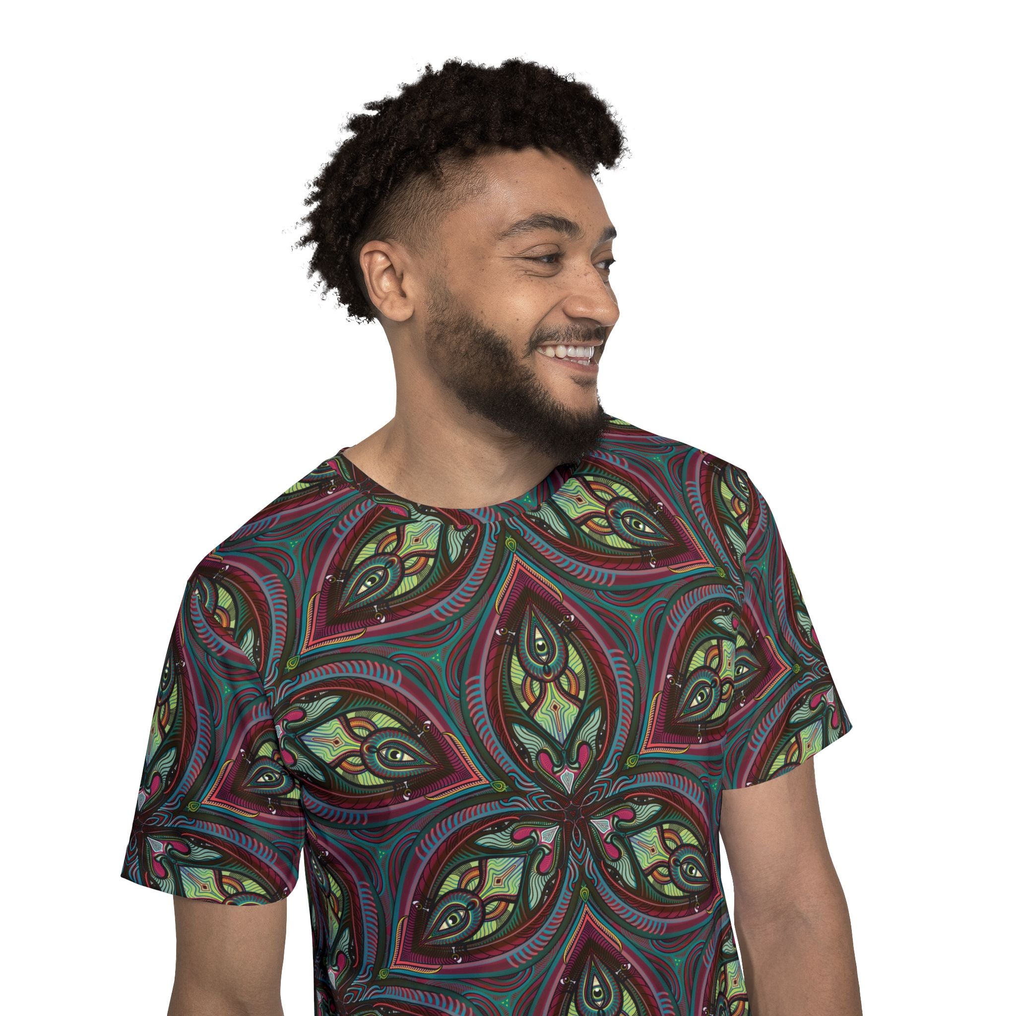 Men's Allover Print Jersey — Retro Kaleidoscope Floral Pattern #gab348