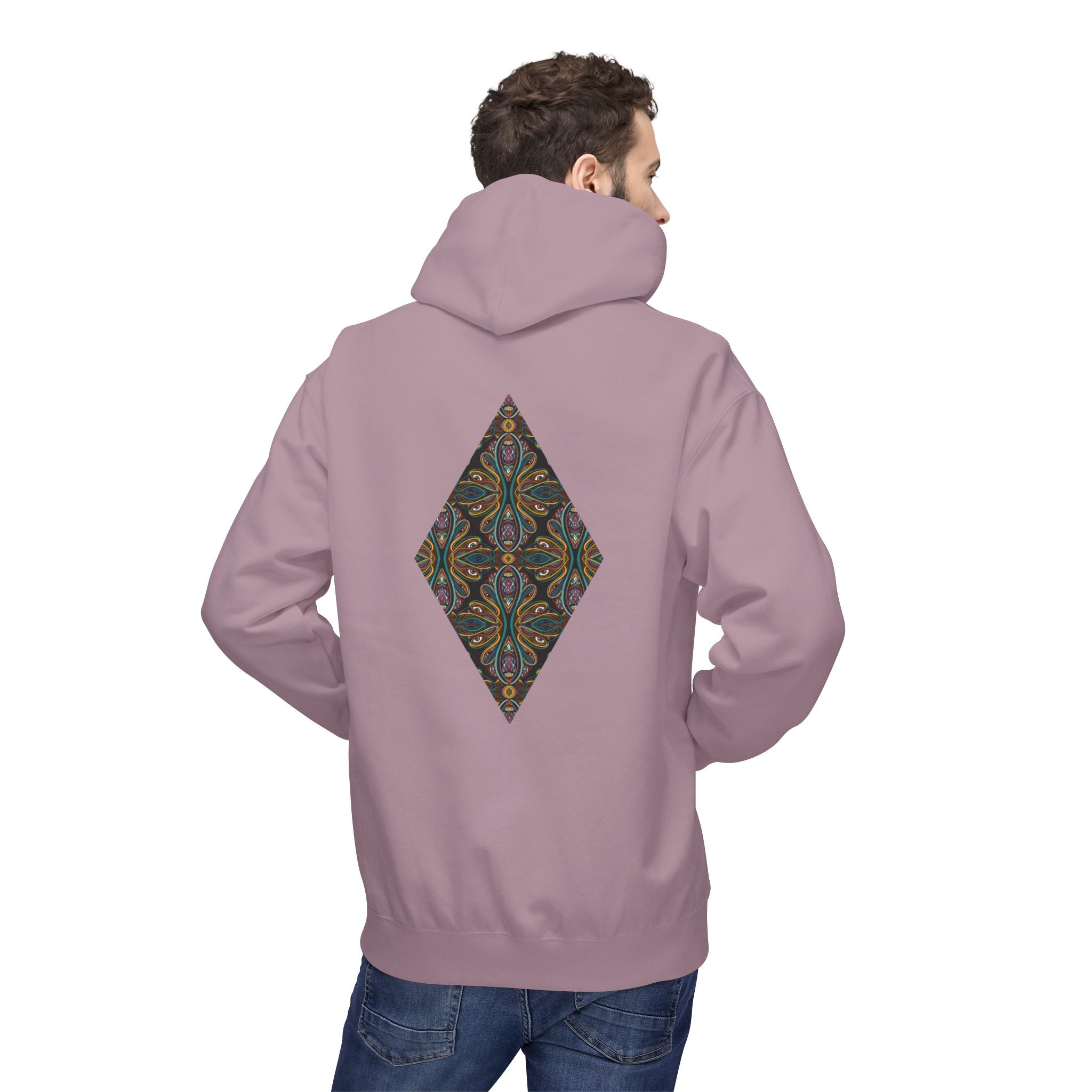 Geometric Mosaic Triangle Hoodie — Decorative Pattern Pullover #i865678