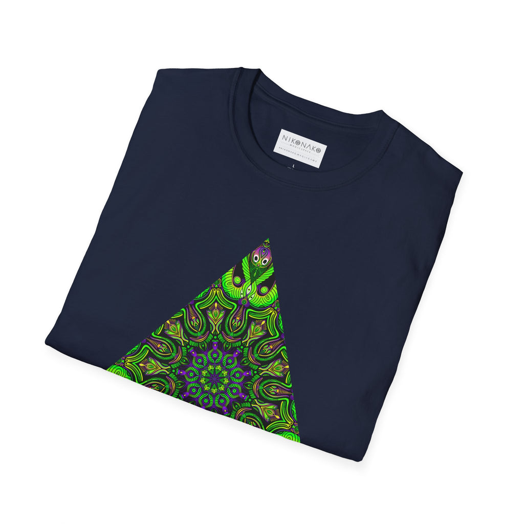 Green Mandala Triangle T-Shirt – Psychedelic Geometric Art Tee # kh9732