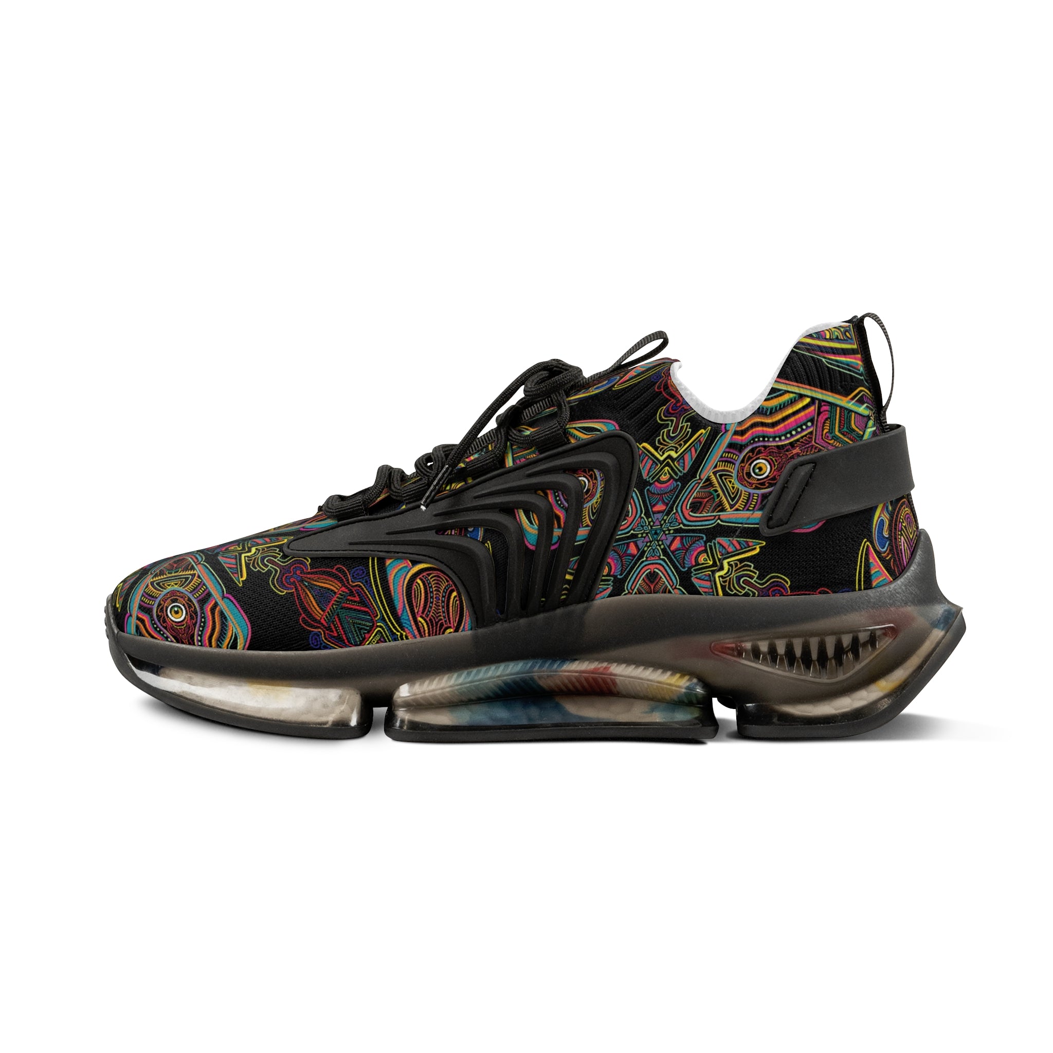 Men's Mesh Sneakers — Kaleidoscope Abstract Pattern Athletic Shoes #ijg8843