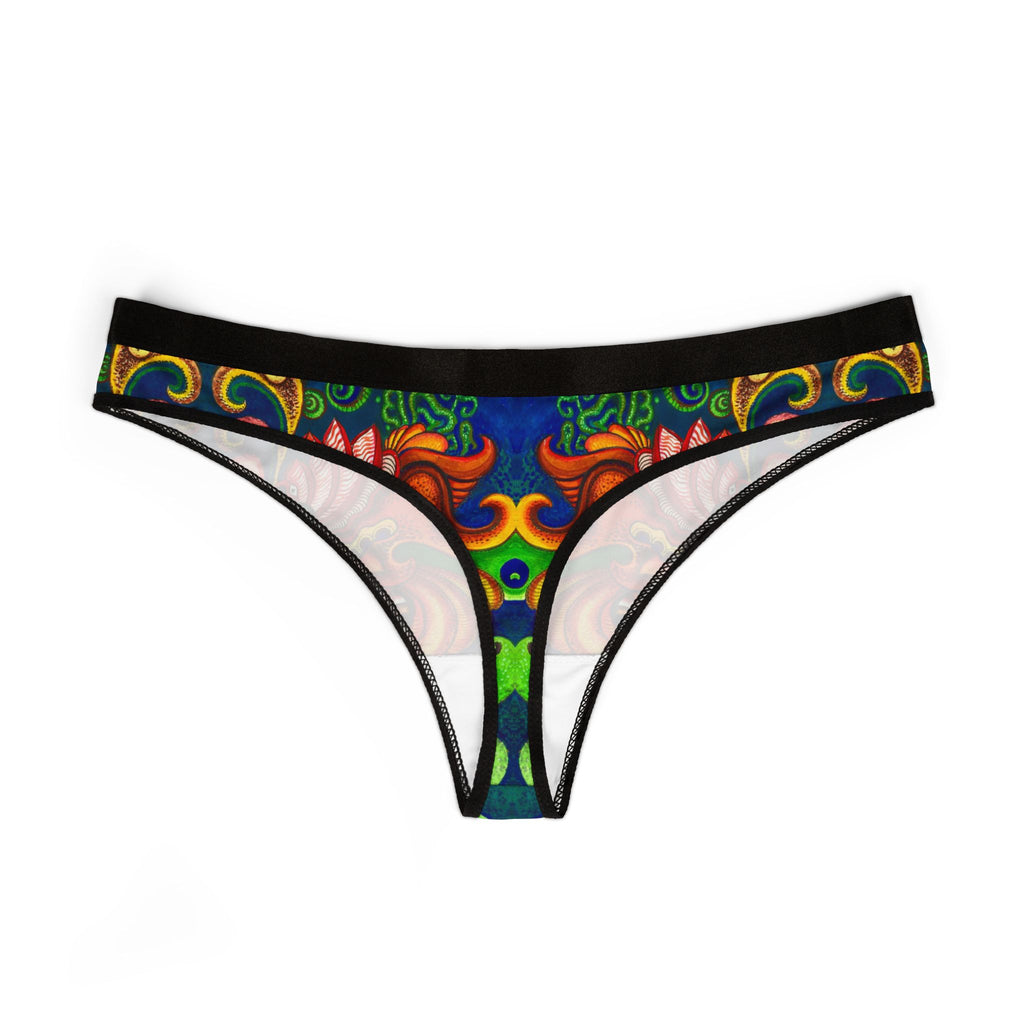 Women's Floral Paisley Thong — Vibrant Boho AOP Lingerie #hd33218