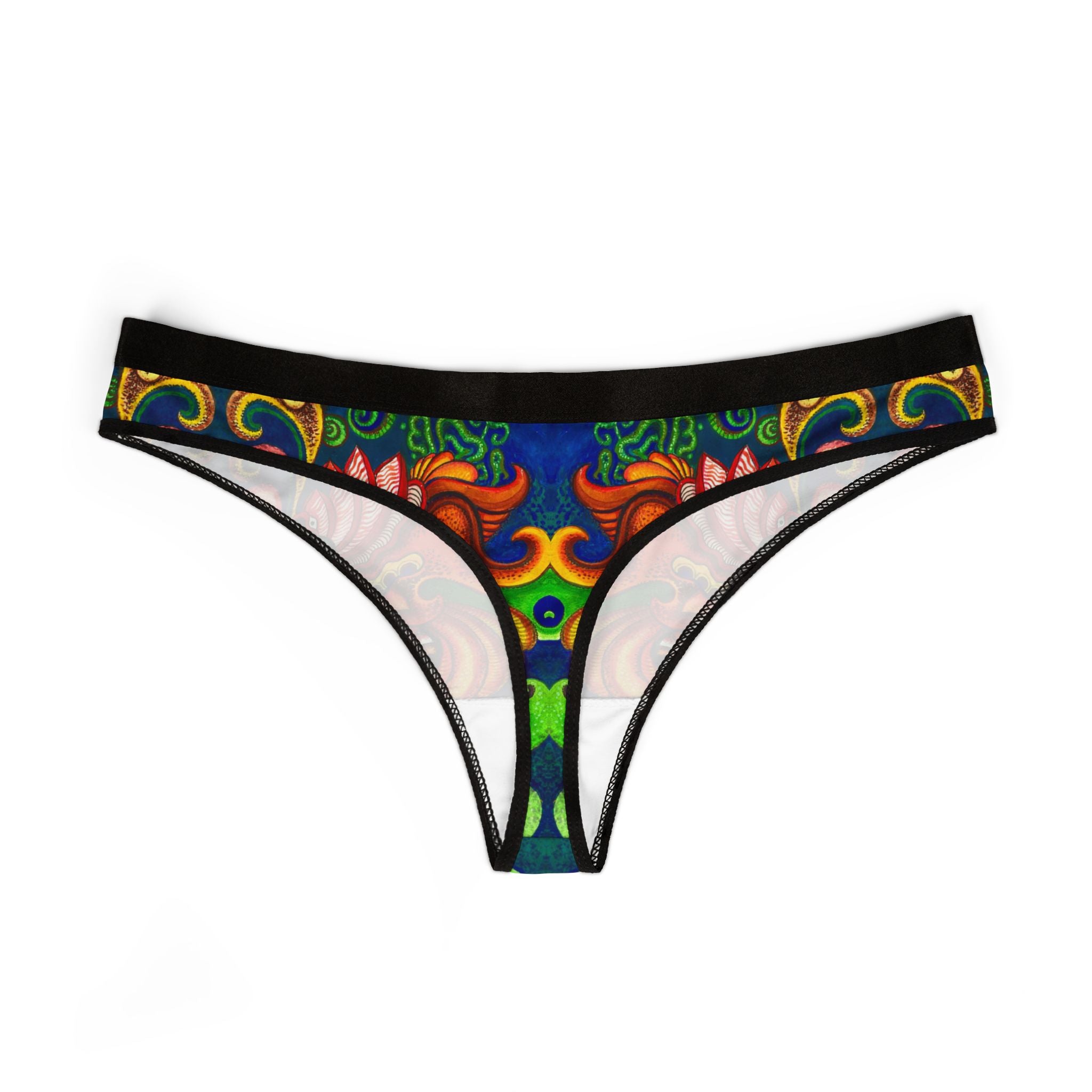 Women's Floral Paisley Thong — Vibrant Boho AOP Lingerie #hd33218