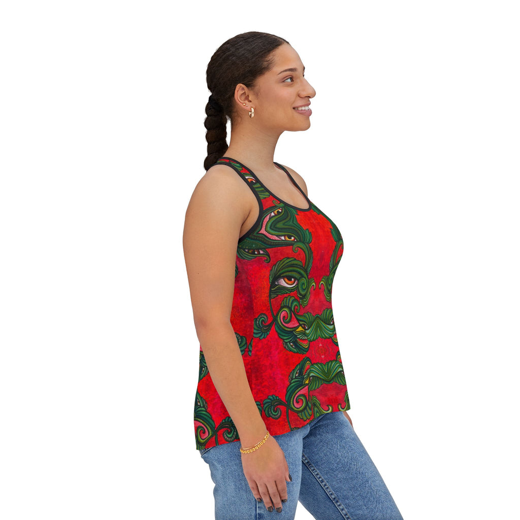 Women's Tank Top — Festive Green Swirl Face All-Over Print #jf88332