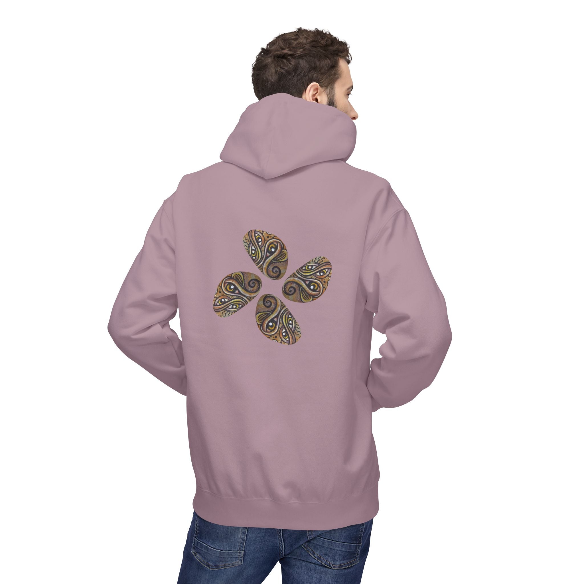 Leaf Pattern Hoodie — Boho Tribal Feather Design Pullover #f8635678