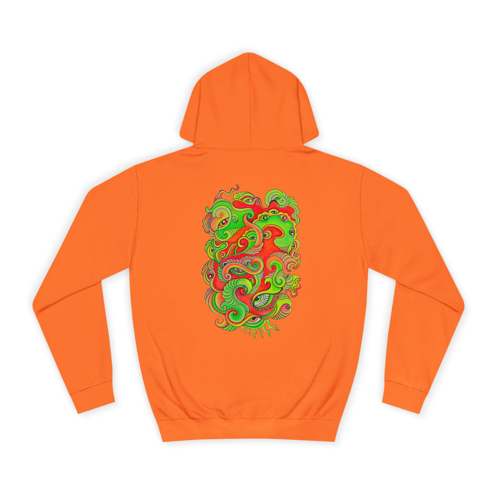 Psychedelic Swirl Hoodie — Retro Green & Red Abstract Graphic #f987456