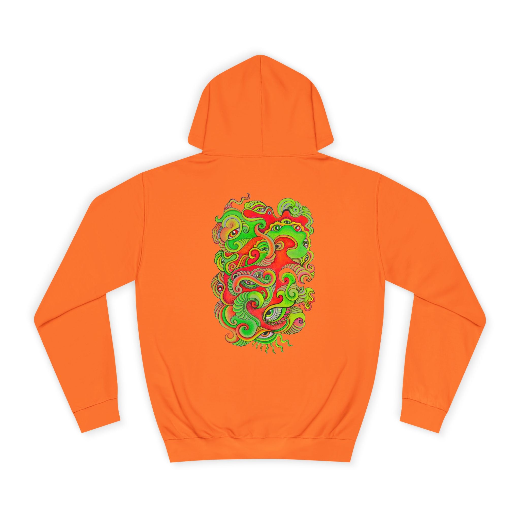 Psychedelic Swirl Hoodie — Retro Green & Red Abstract Graphic #f987456